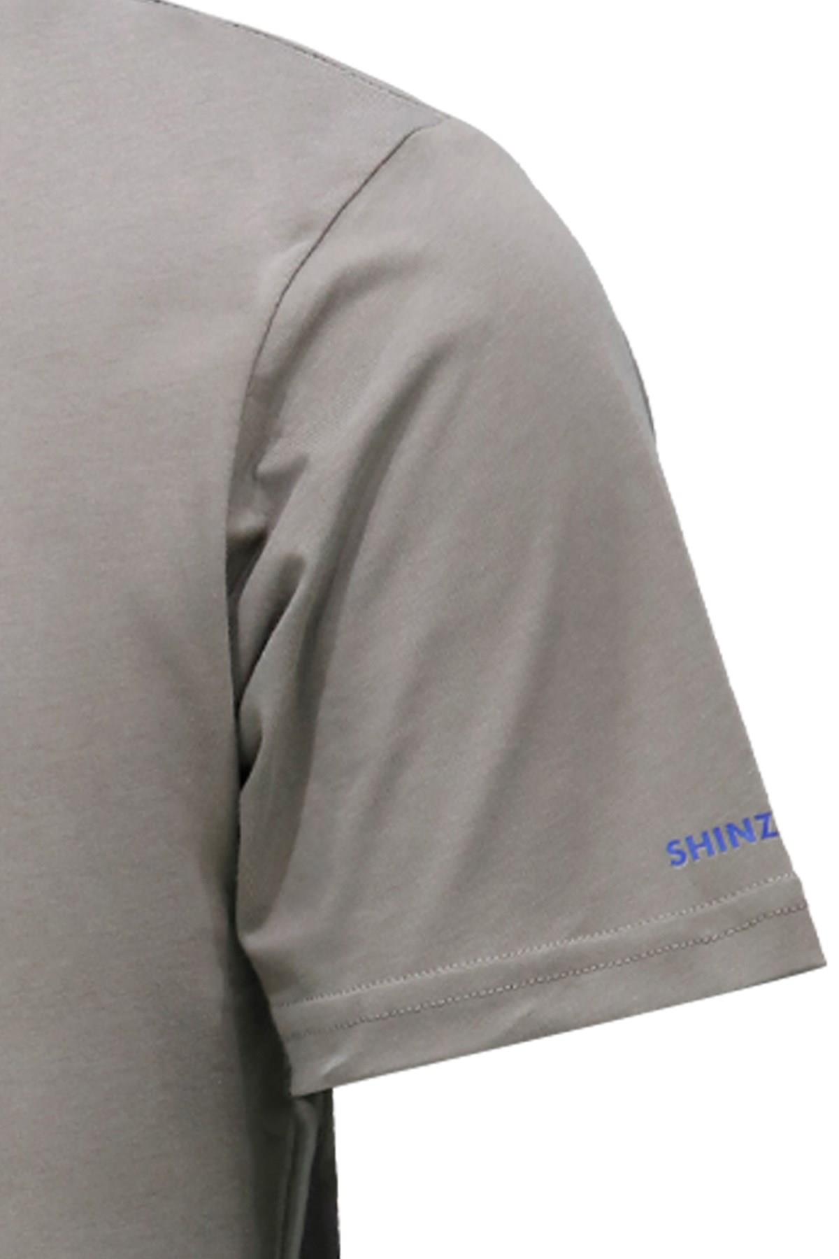 T-ShirtShinzoneErkek Bisiklet Yaka Standart Fit Göğüs Baskılı Vizon T-Shirt