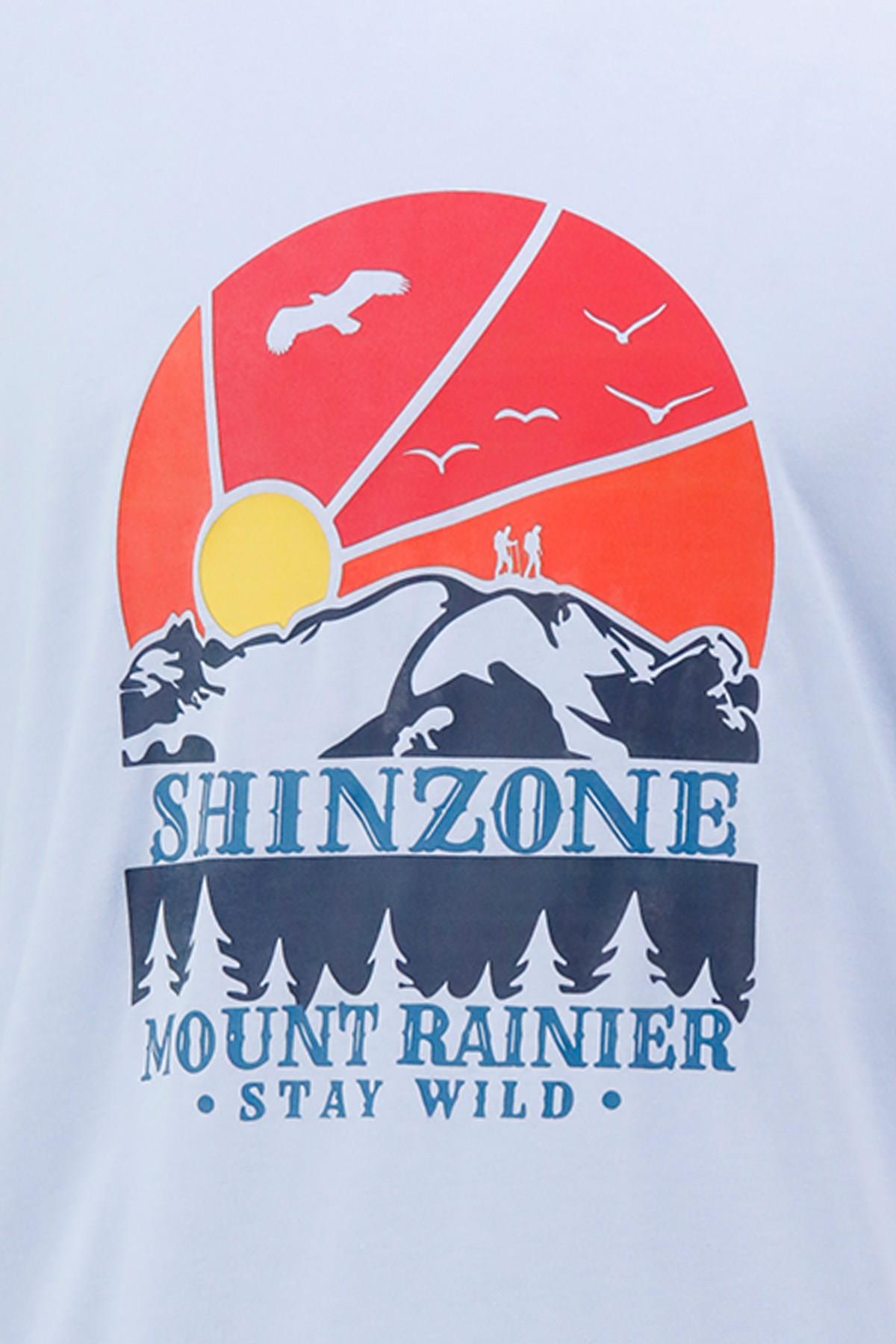 T-ShirtShinzoneErkek Bisiklet Yaka Standart Fit Göğüs Baskılı Mavi T-Shirt
