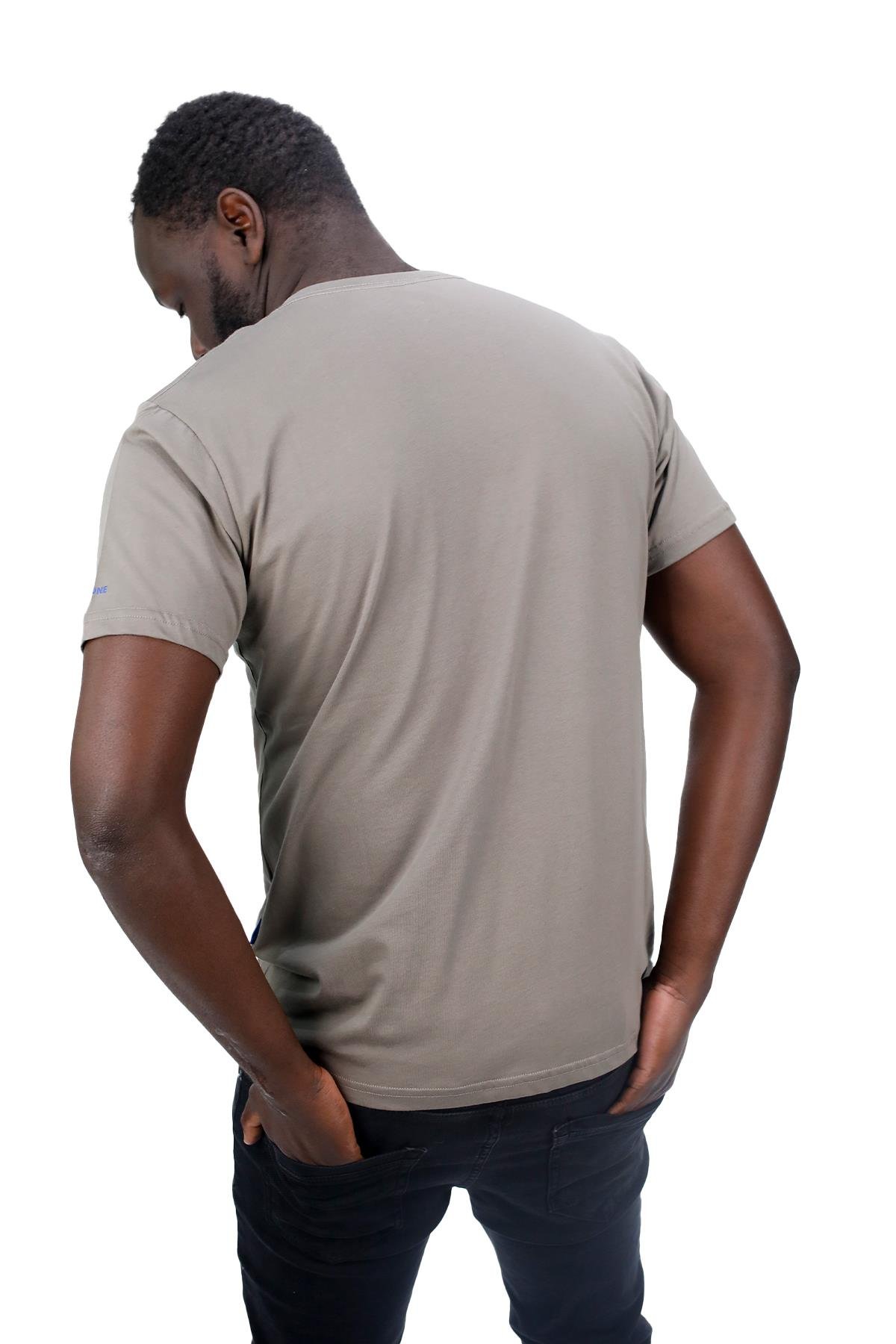 T-ShirtShinzoneErkek Bisiklet Yaka Standart Fit Göğüs Baskılı Vizon T-Shirt