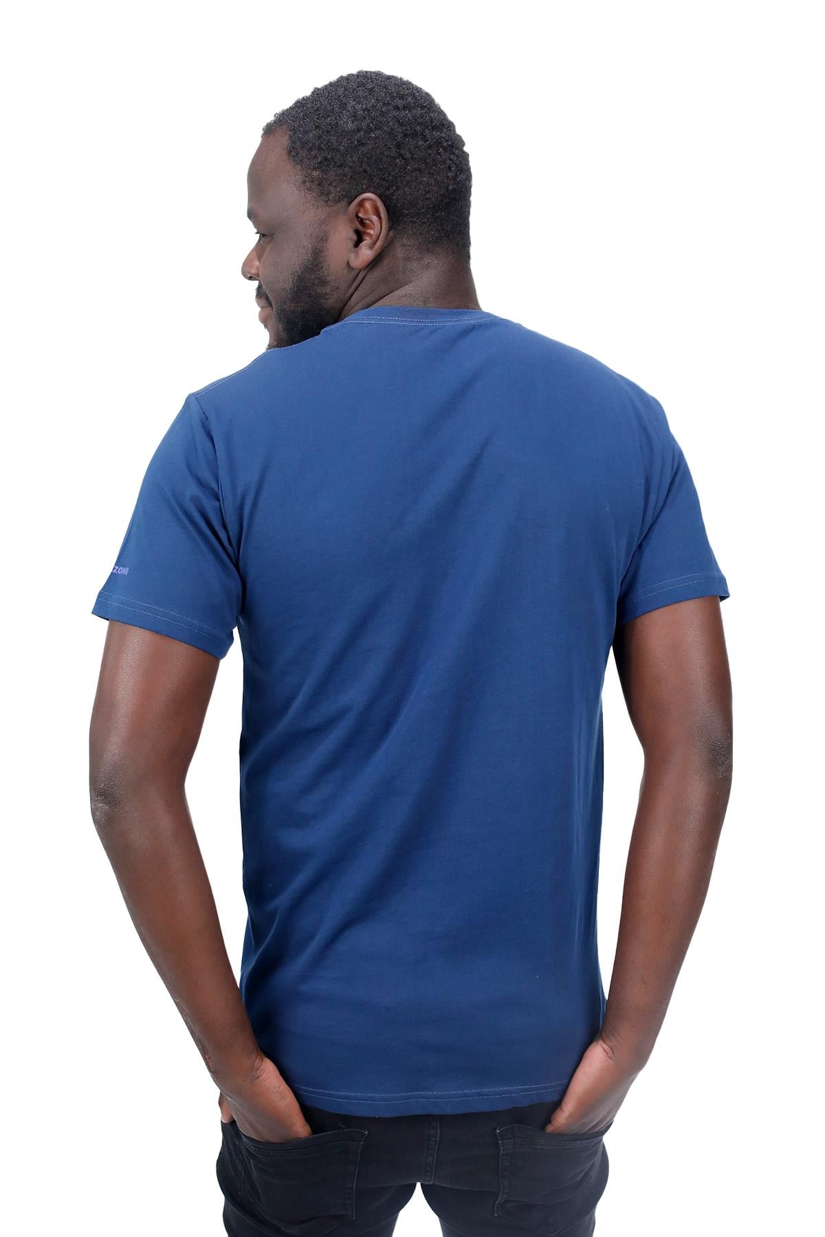 T-ShirtShinzoneErkek Bisiklet Yaka Standart Fit Göğüs Baskılı Koyu mavi T-Shirt