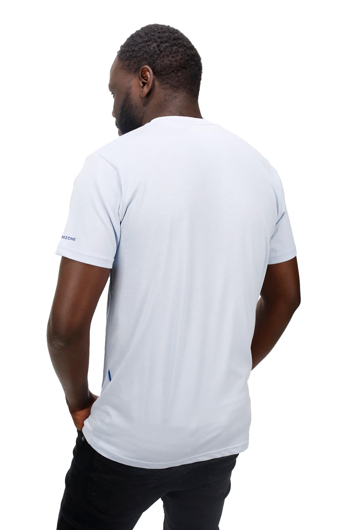 T-ShirtShinzoneErkek Bisiklet Yaka Standart Fit Göğüs Baskılı Mavi T-Shirt
