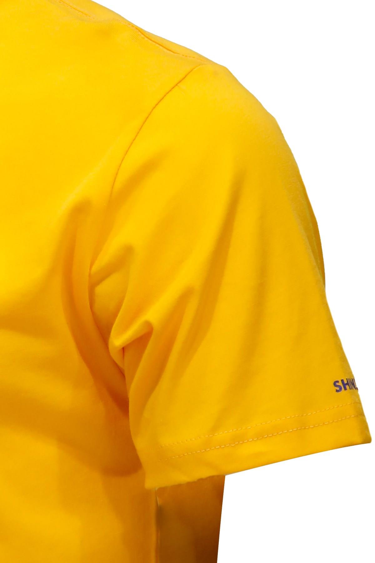 T-ShirtShinzoneErkek Bisiklet Yaka Standart Fit Göğüs Baskılı Sarı T-Shirt