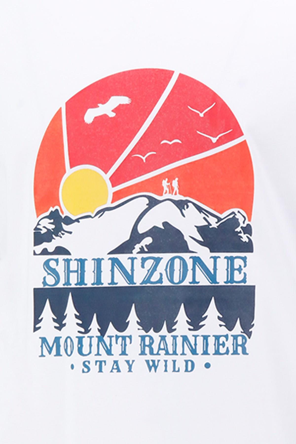 T-ShirtShinzoneErkek Bisiklet Yaka Standart Fit Göğüs Baskılı Beyaz T-Shirt