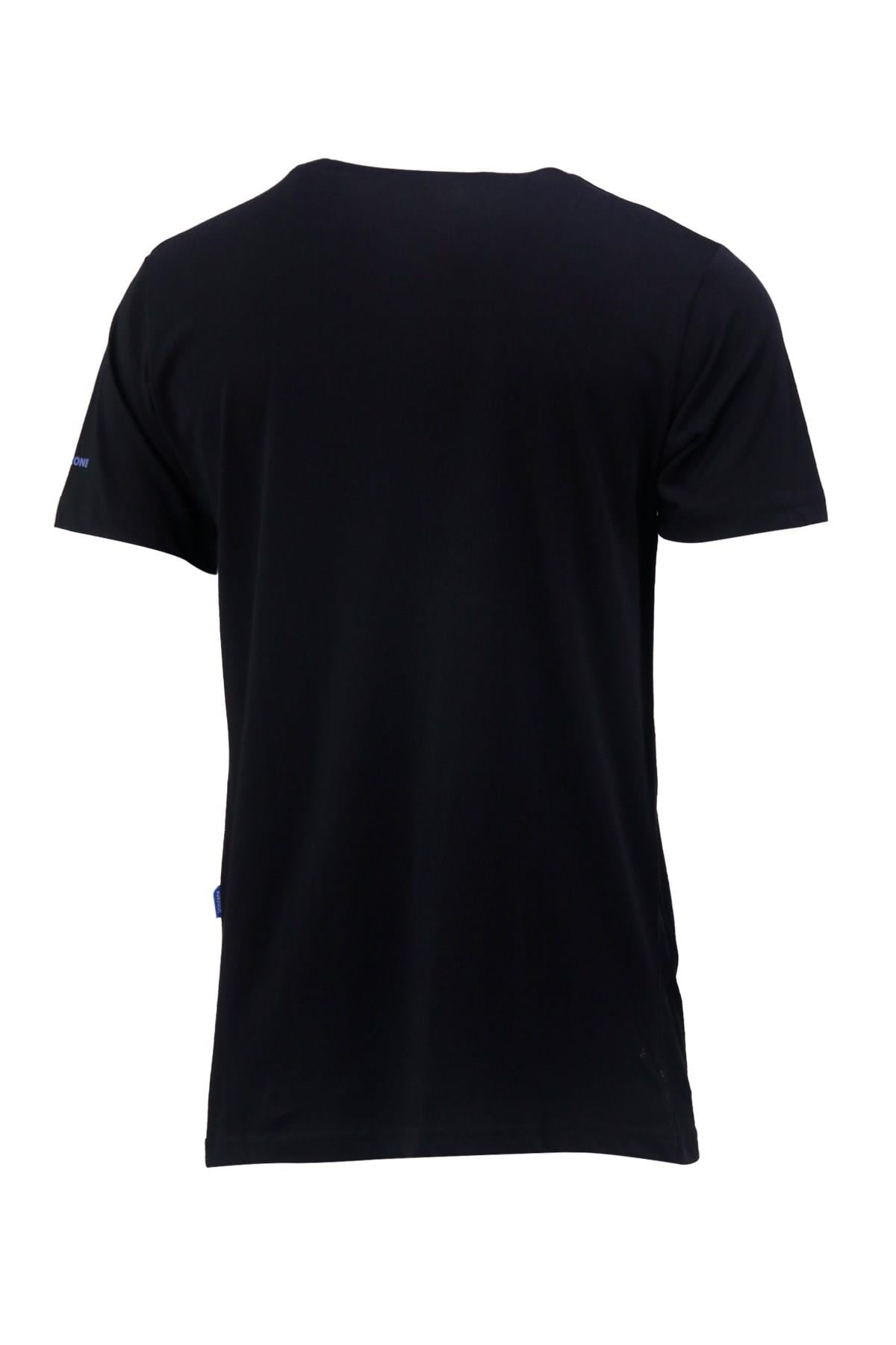 T-ShirtShinzoneErkek Bisiklet Yaka Standart Fit Göğüs Baskılı Siyah T-Shirt