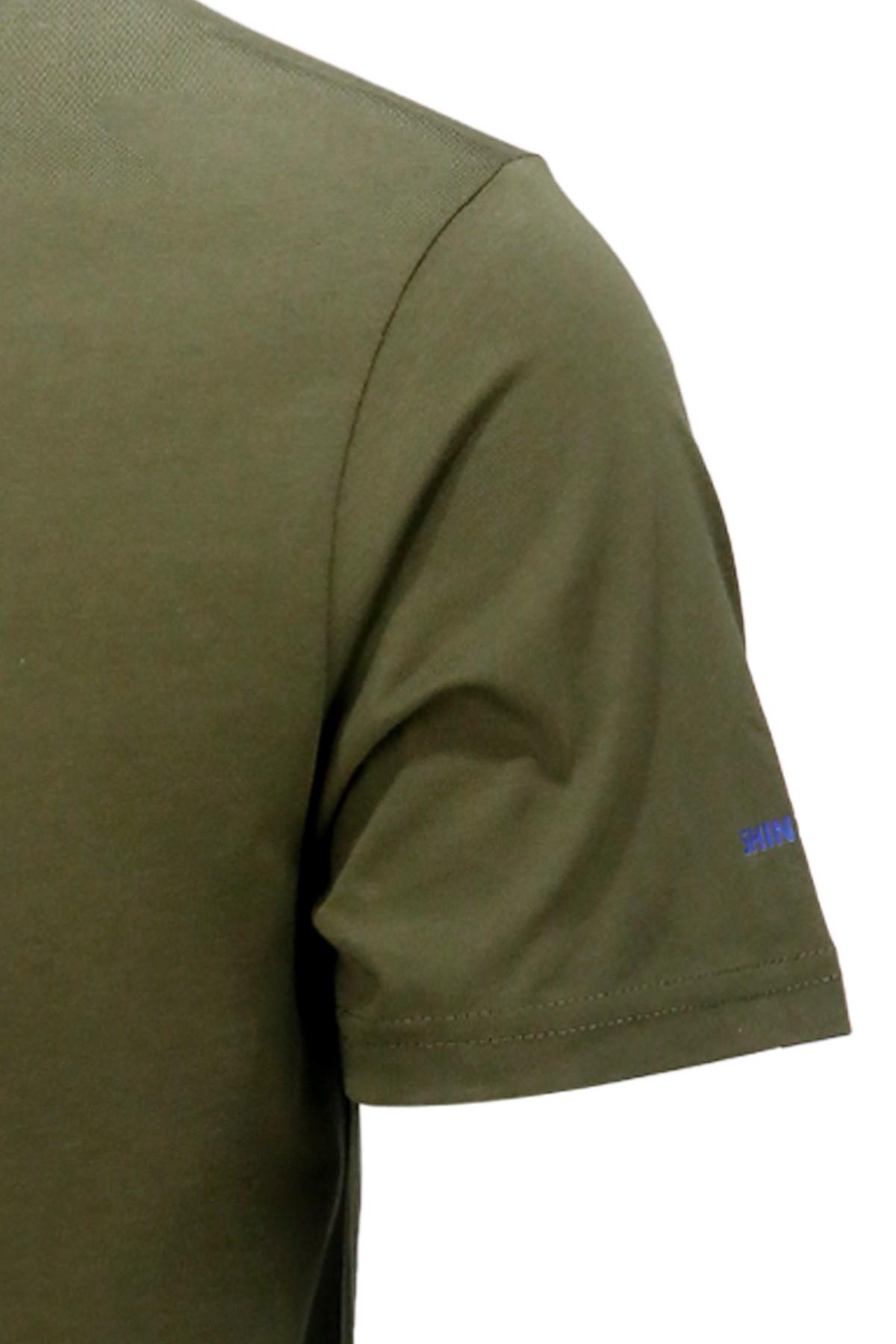 T-ShirtShinzoneErkek Bisiklet Yaka Standart Fit Göğüs Baskılı Haki T-Shirt