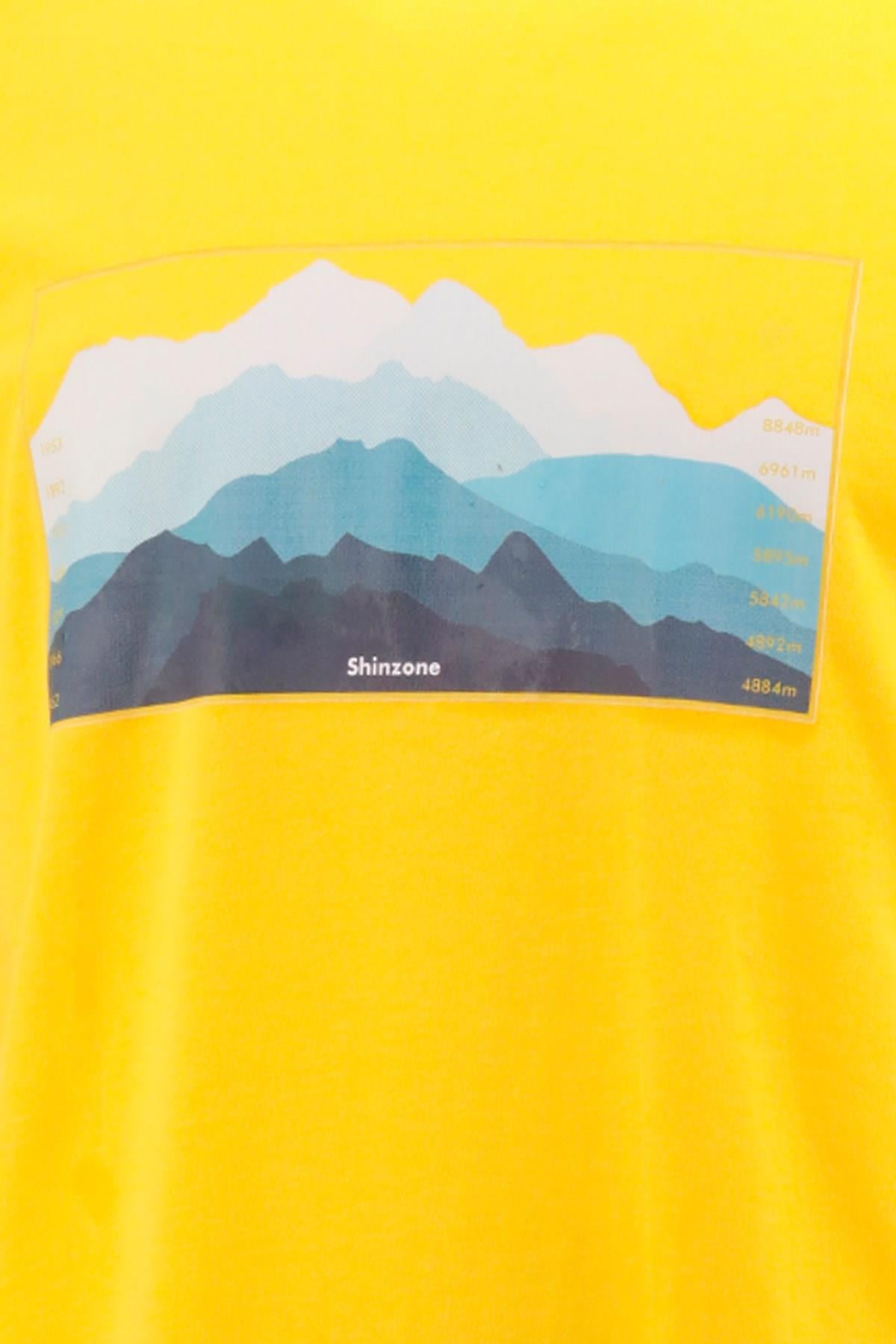 T-ShirtShinzoneErkek Bisiklet Yaka Standart Fit Göğüs Baskılı Sarı T-Shirt