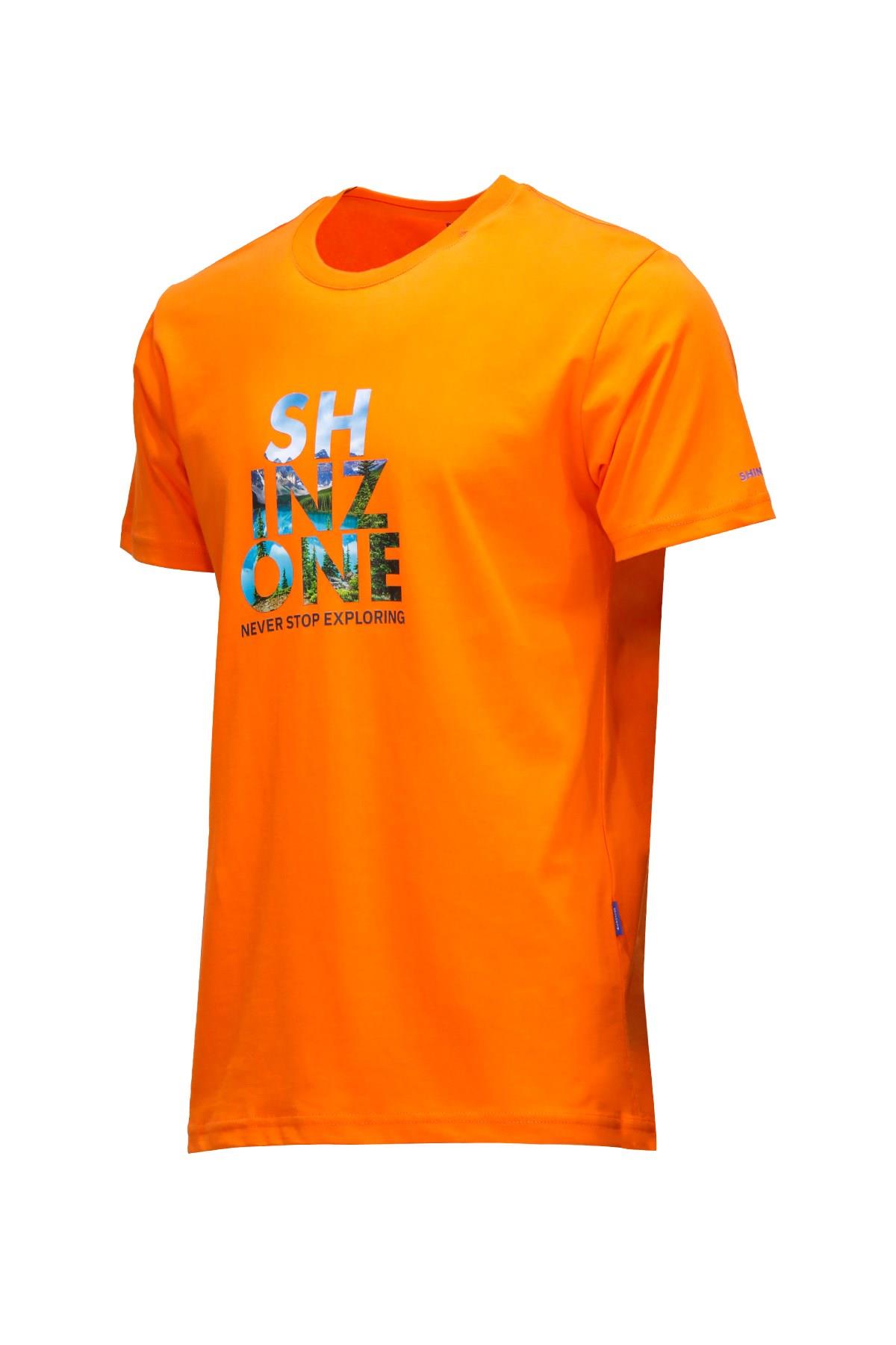 T-ShirtShinzoneErkek Bisiklet Yaka Standart Fit Göğüs Baskılı Turuncu T-Shirt