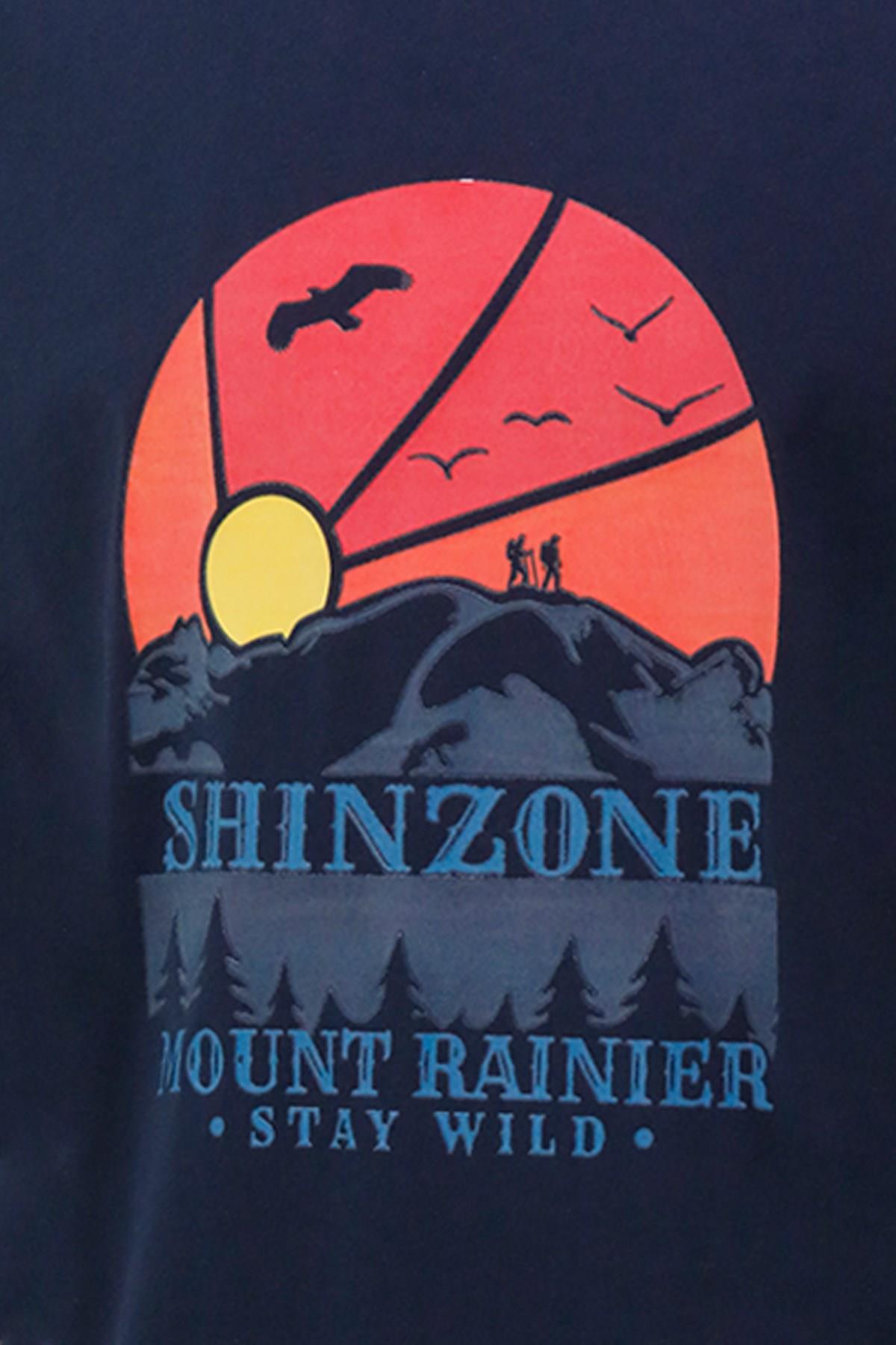 T-ShirtShinzoneErkek Bisiklet Yaka Standart Fit Göğüs Baskılı Lacivert T-Shirt