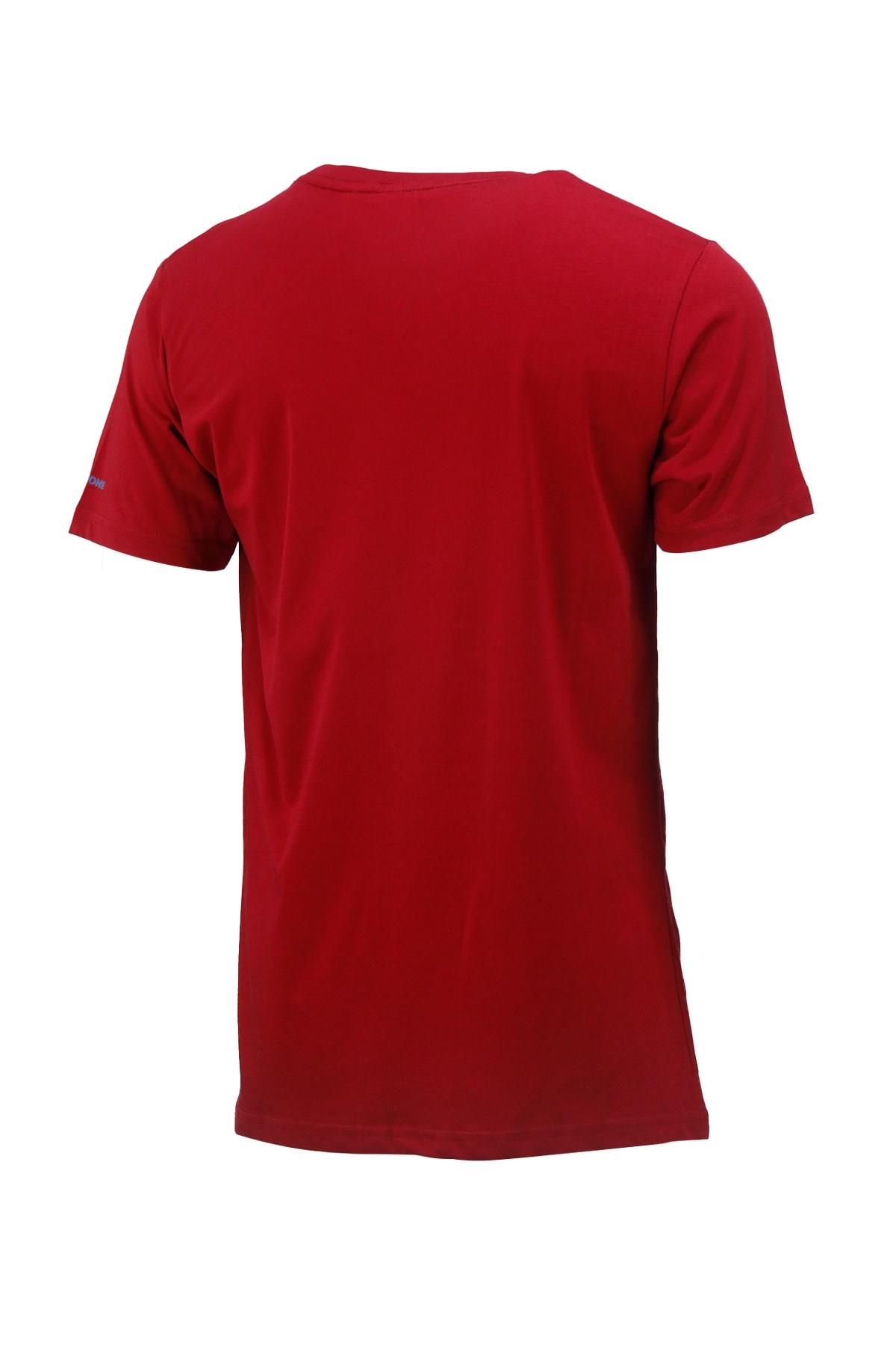 T-ShirtShinzoneErkek Bisiklet Yaka Standart Fit Göğüs Baskılı Bordo T-Shirt