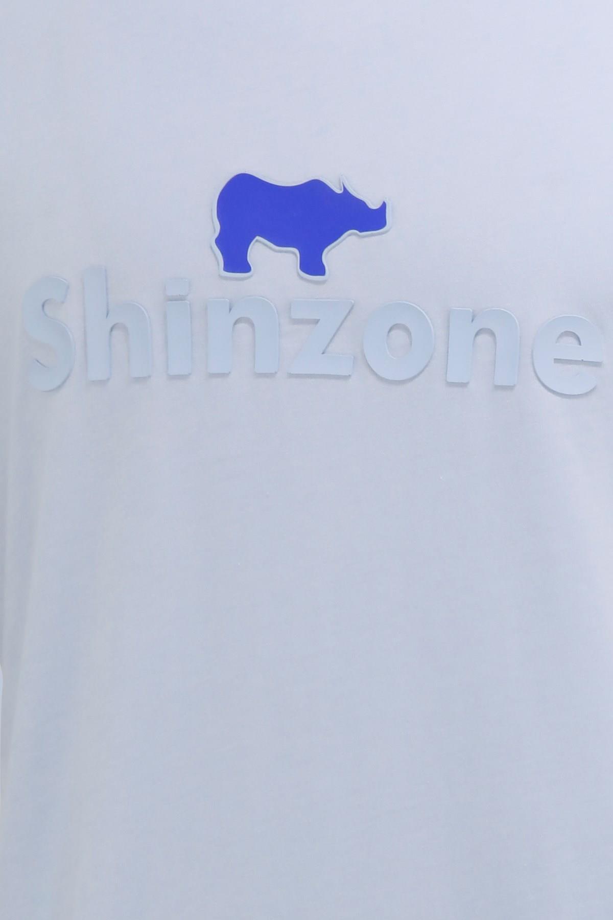 T-ShirtShinzoneErkek Bisiklet Yaka Standart Fit Kabartma Göğüs Baskılı Mavi T-Shirt