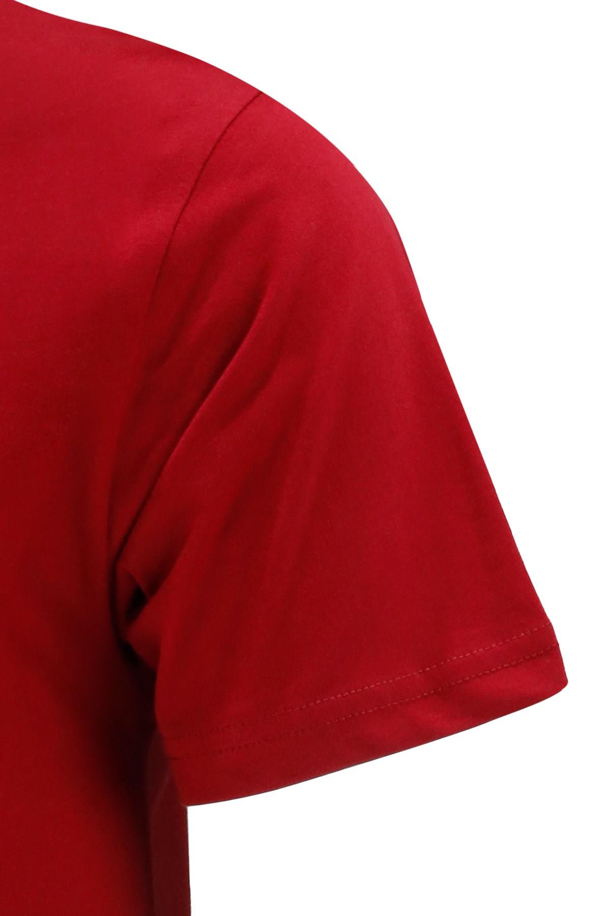 T-ShirtShinzoneErkek Bisiklet Yaka Standart Fit Kabartma Göğüs Baskılı Bordo T-Shirt