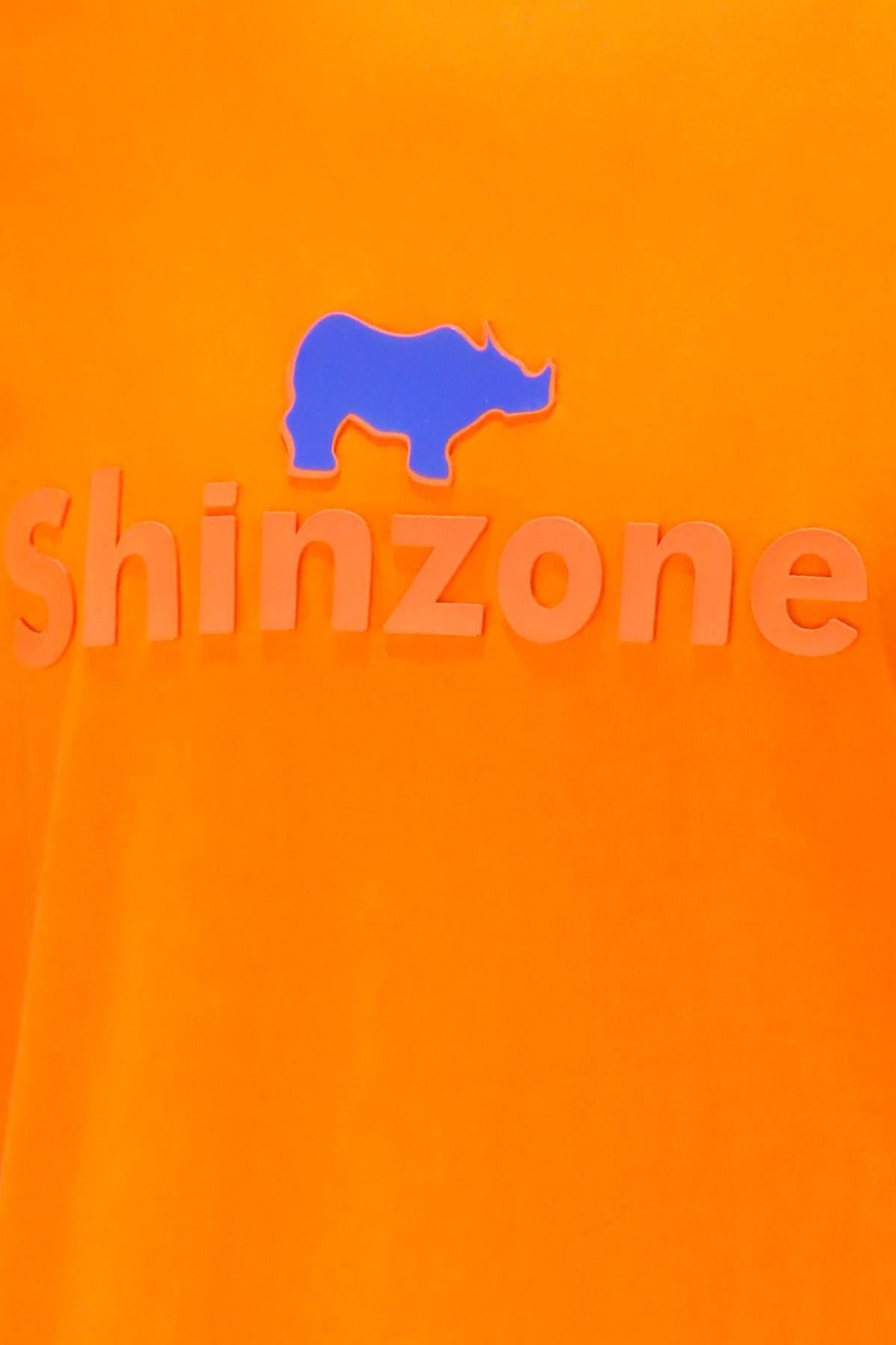 T-ShirtShinzoneErkek Bisiklet Yaka Standart Fit Kabartma Göğüs Baskılı Turuncu T-Shirt