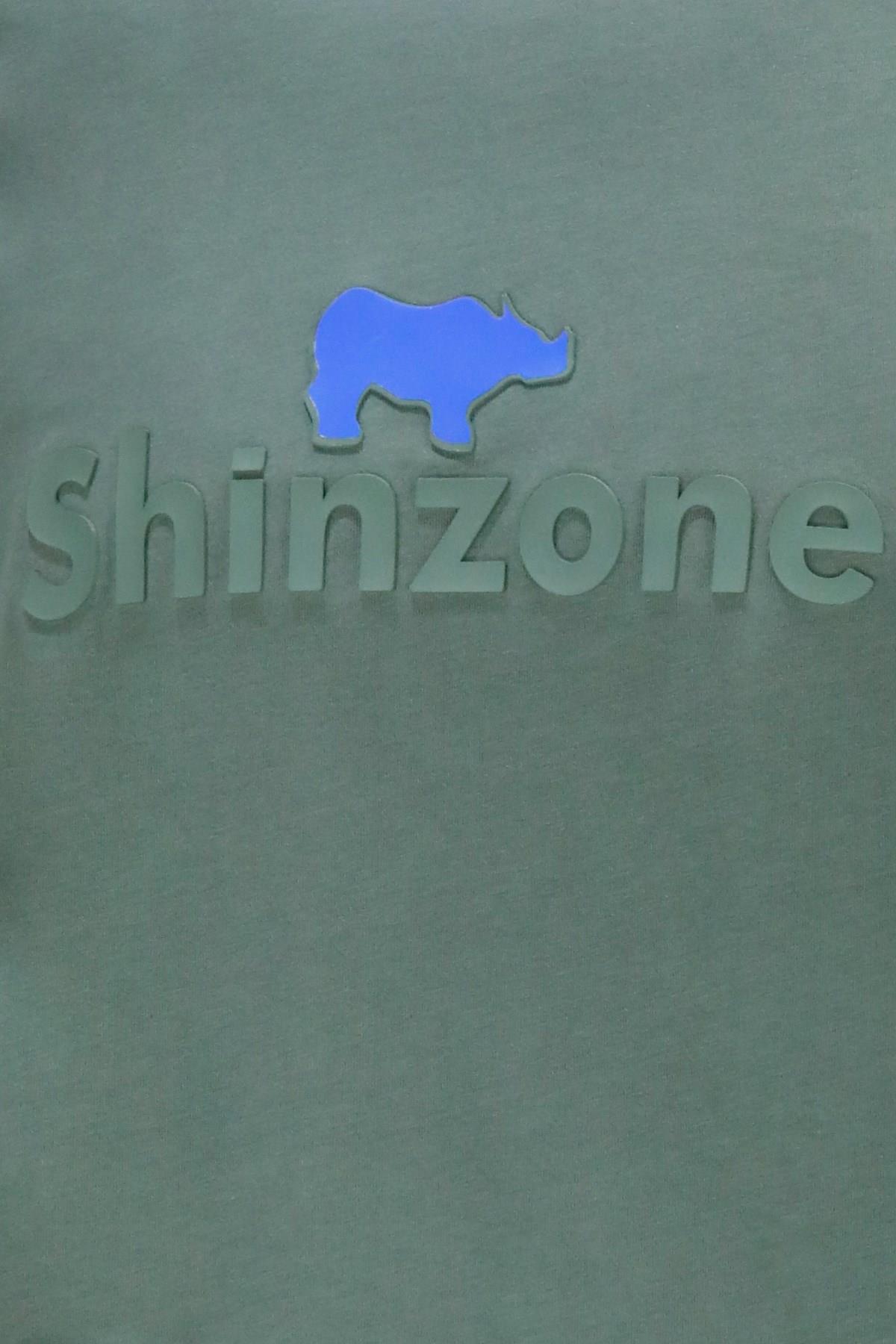 T-ShirtShinzoneErkek Bisiklet Yaka Standart Fit Kabartma Göğüs Baskılı Haki T-Shirt