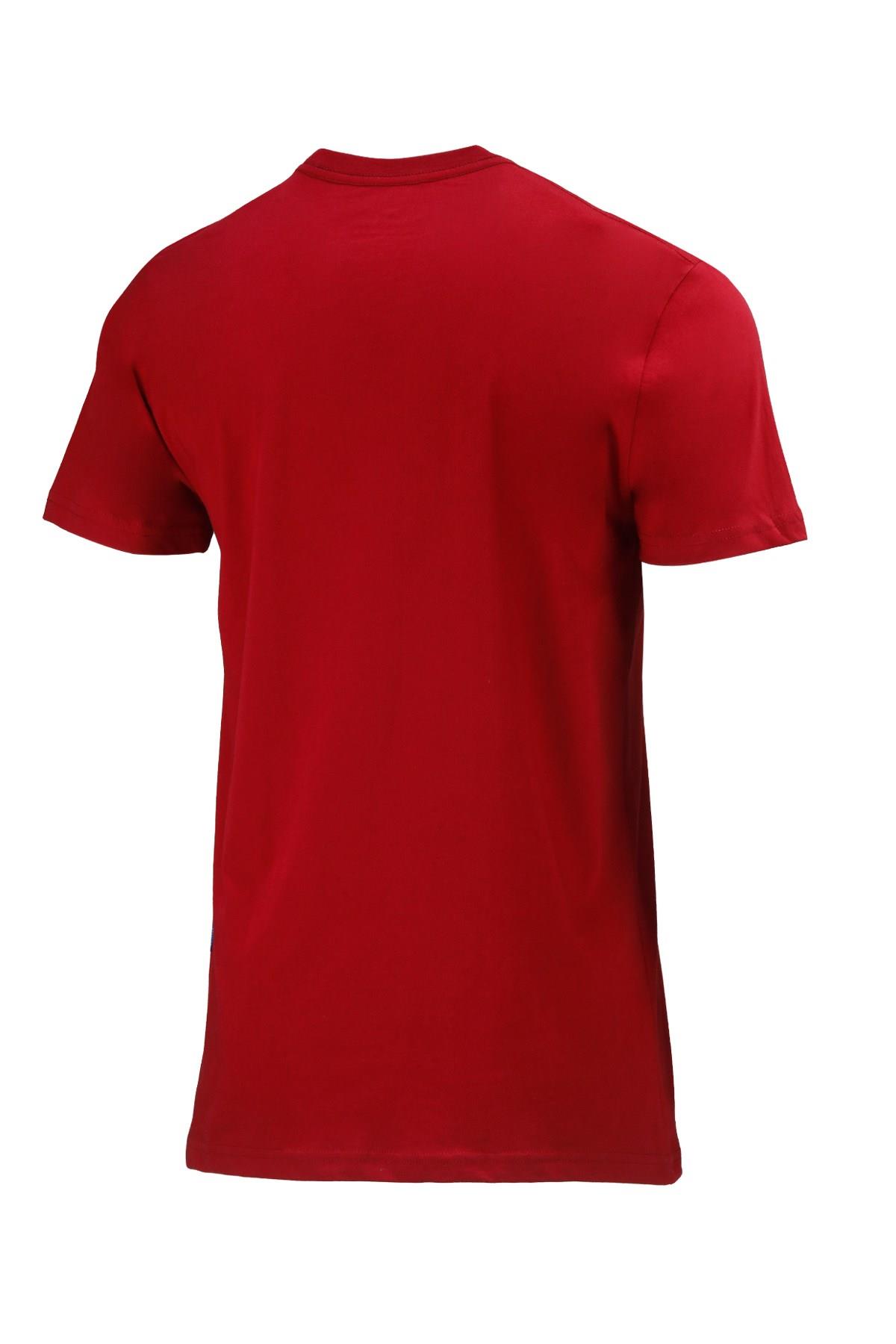 T-ShirtShinzoneErkek Bisiklet Yaka Standart Fit Kabartma Göğüs Baskılı Bordo T-Shirt