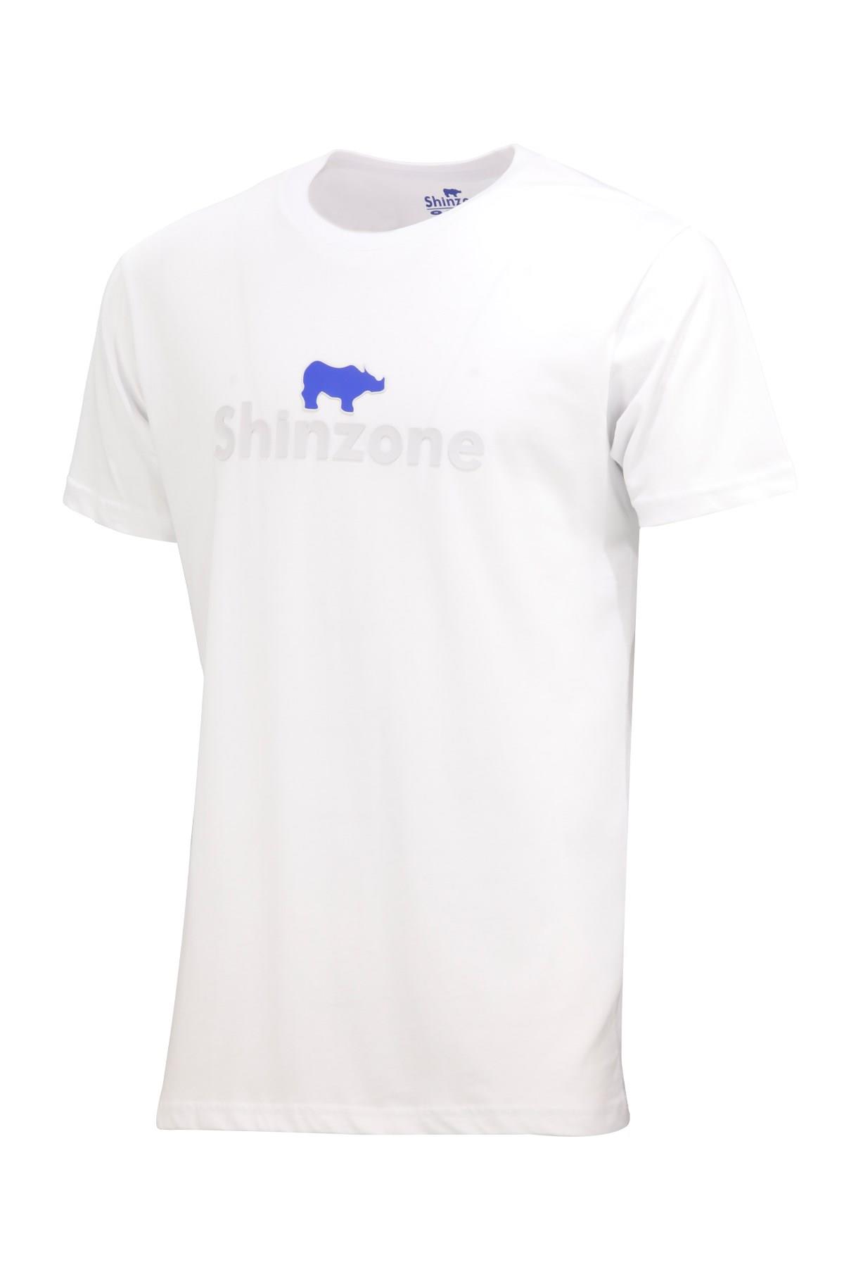 T-ShirtShinzoneErkek Bisiklet Yaka Standart Fit Kabartma Göğüs Baskılı Beyaz T-Shirt