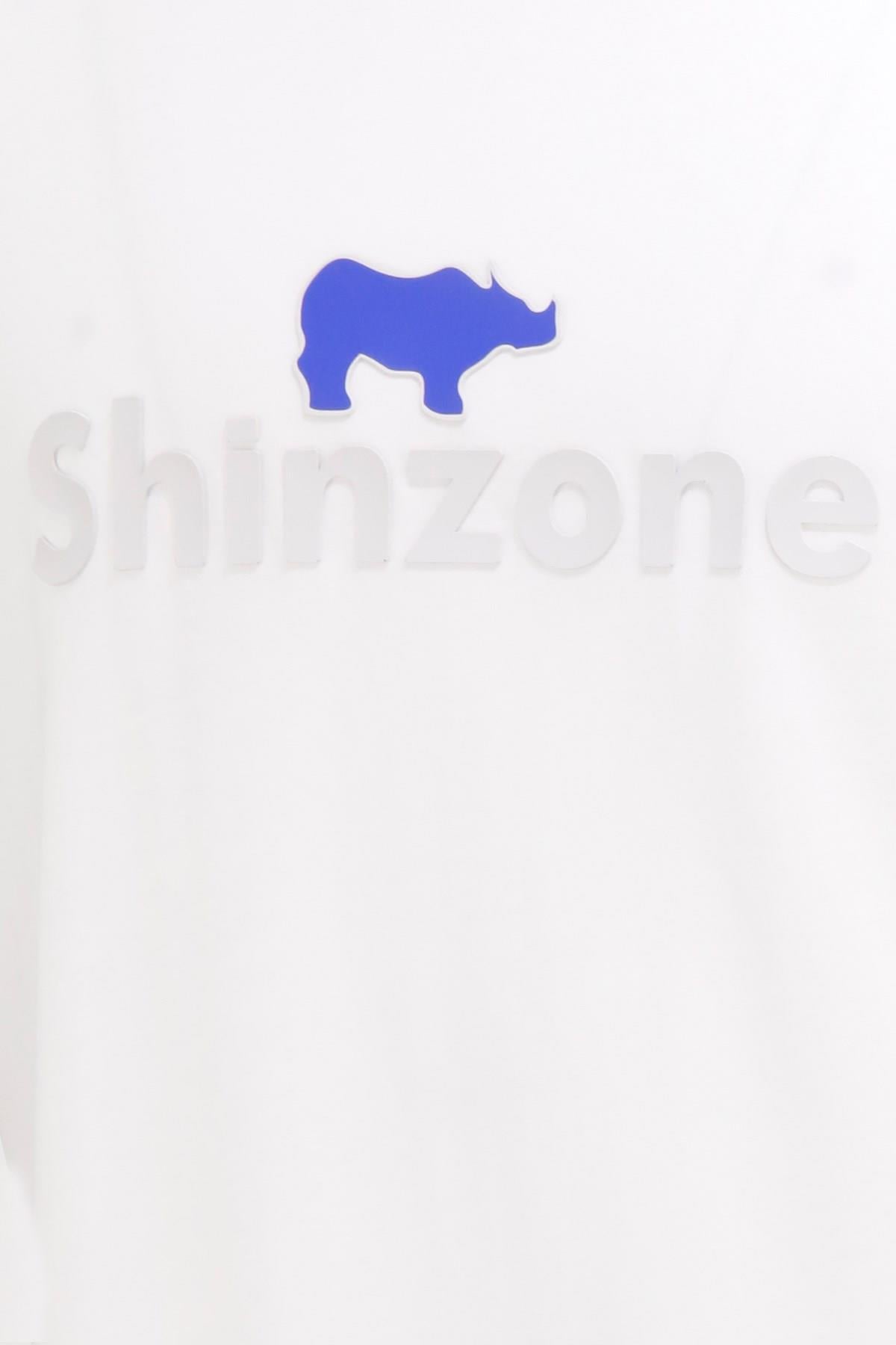 T-ShirtShinzoneErkek Bisiklet Yaka Standart Fit Kabartma Göğüs Baskılı Beyaz T-Shirt