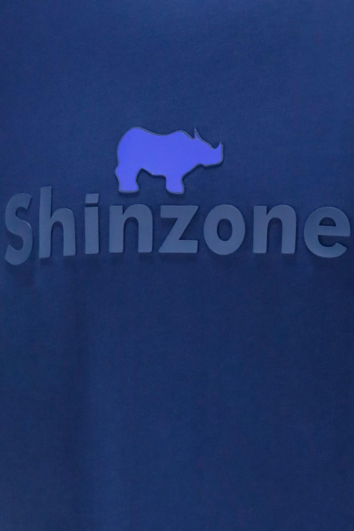 T-ShirtShinzoneErkek Bisiklet Yaka Standart Fit Kabartma Göğüs Baskılı İndigo T-Shirt