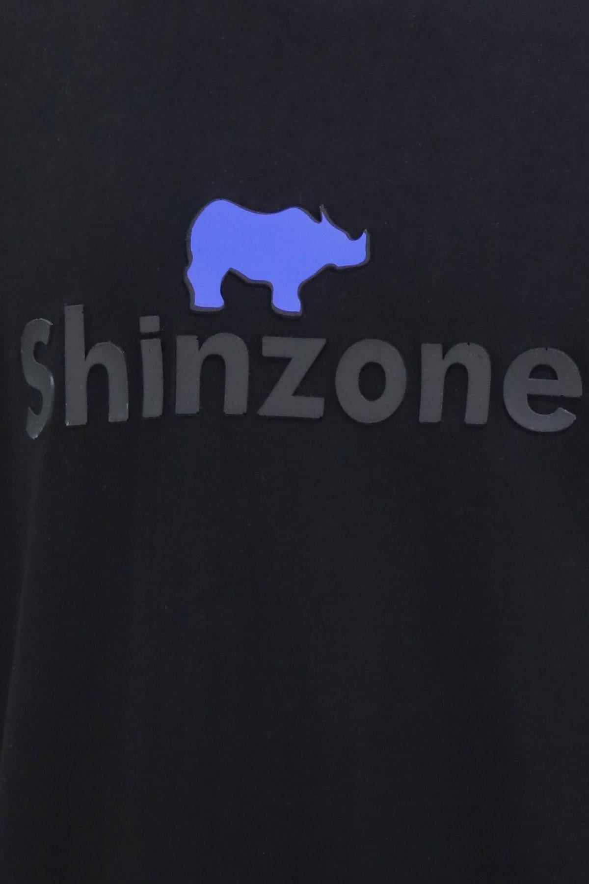 T-ShirtShinzoneErkek Bisiklet Yaka Standart Fit Kabartma Göğüs Baskılı Siyah T-Shirt