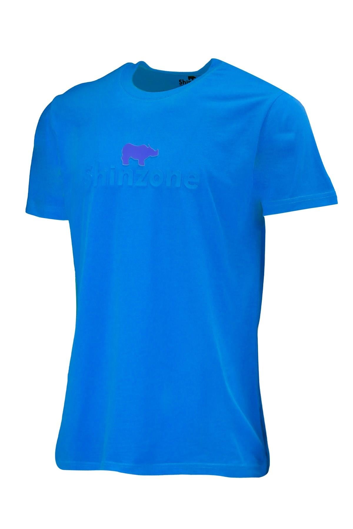 T-ShirtShinzoneErkek Bisiklet Yaka Standart Fit Kabartma Göğüs Baskılı Koyu mavi T-Shirt