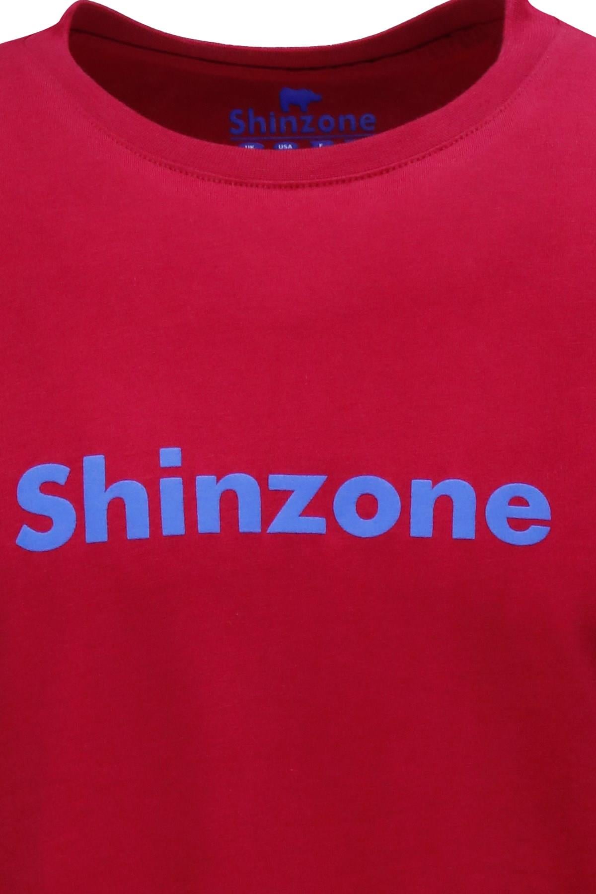 T-ShirtShinzoneErkek Bisiklet Yaka Standart Fit Shinzone Göğüs Baskılı Bordo T-Shirt