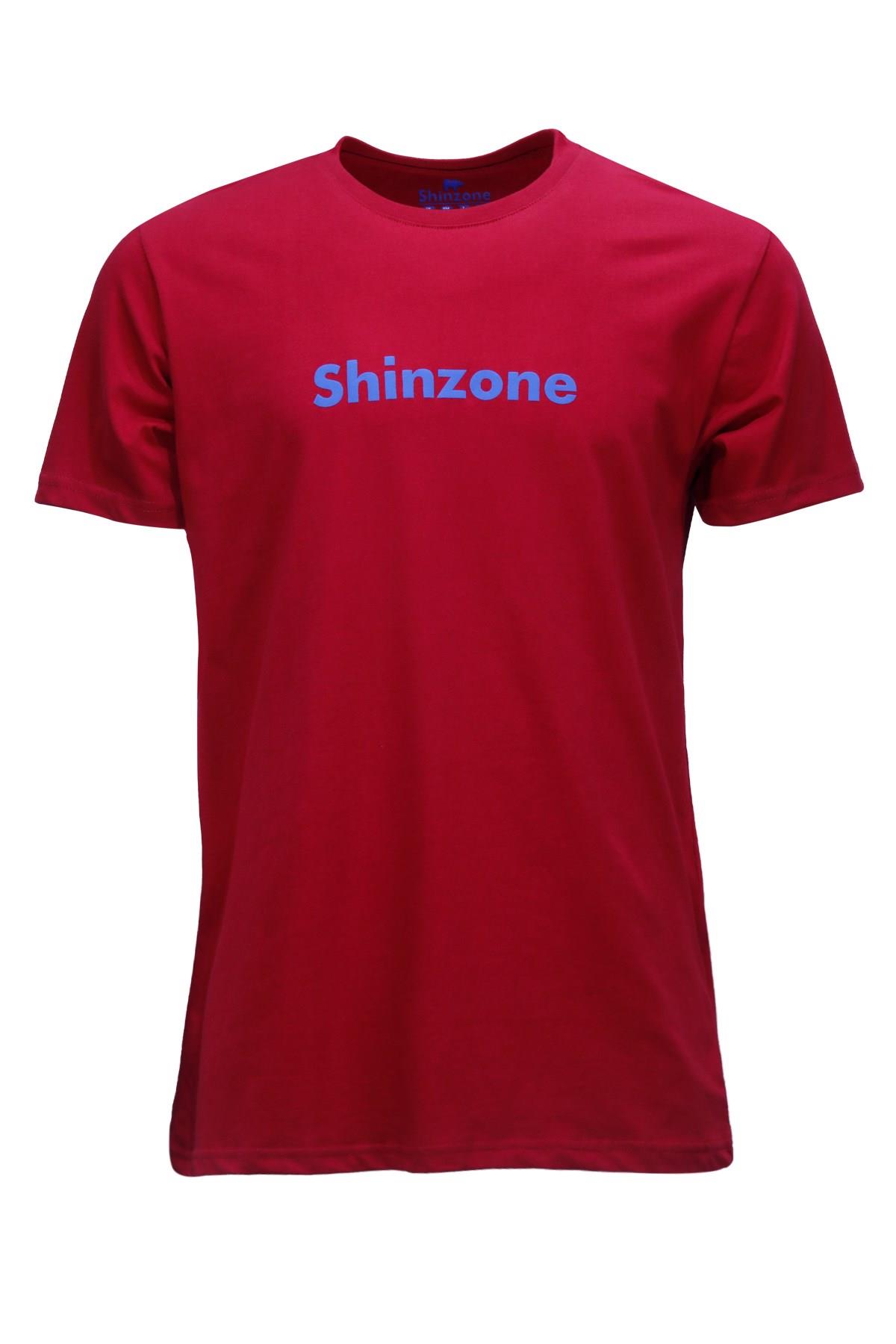 T-ShirtShinzoneErkek Bisiklet Yaka Standart Fit Shinzone Göğüs Baskılı Bordo T-Shirt