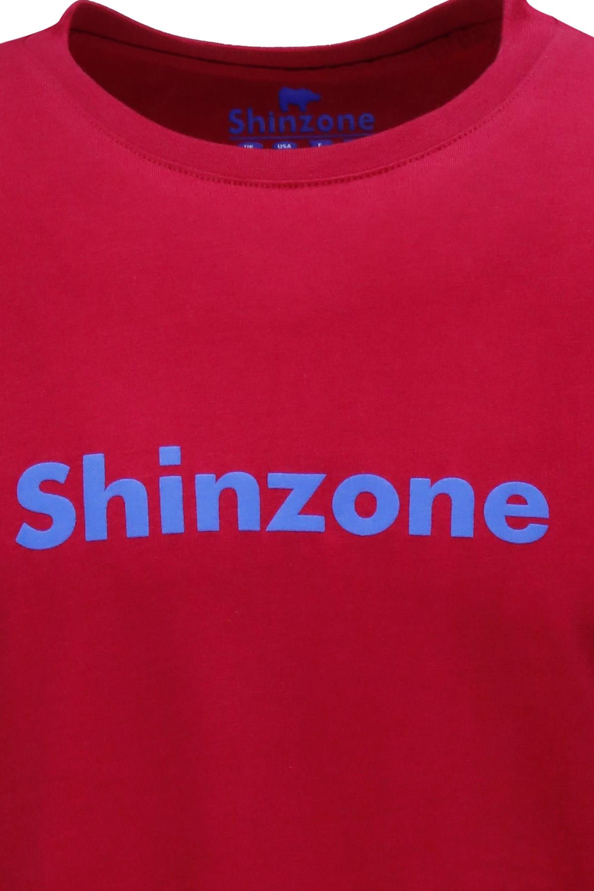 T-ShirtShinzoneErkek Bisiklet Yaka Standart Fit Shinzone Göğüs Baskılı Bordo T-Shirt