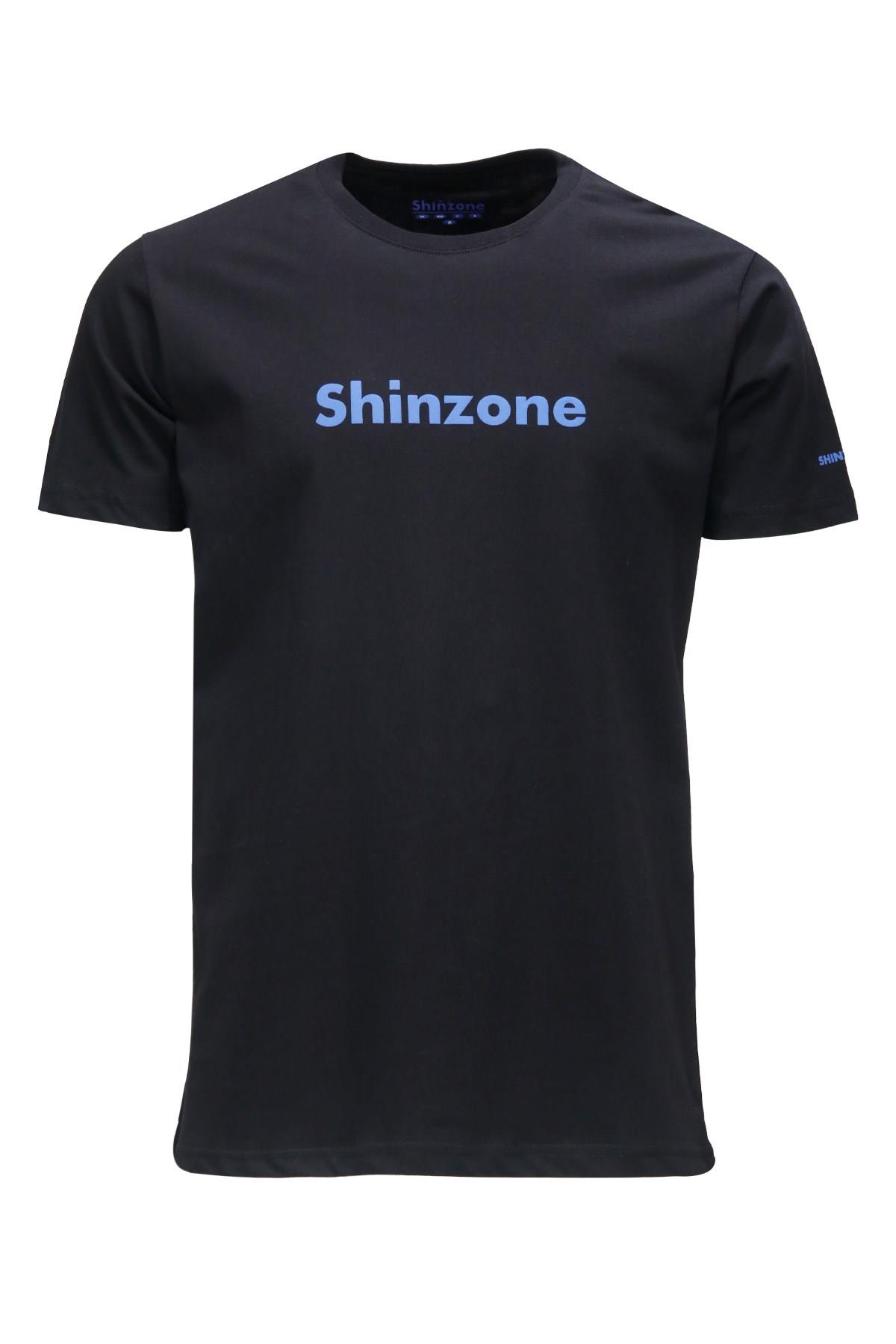 T-ShirtShinzoneErkek Bisiklet Yaka Standart Fit Shinzone Göğüs Baskılı Siyah T-Shirt