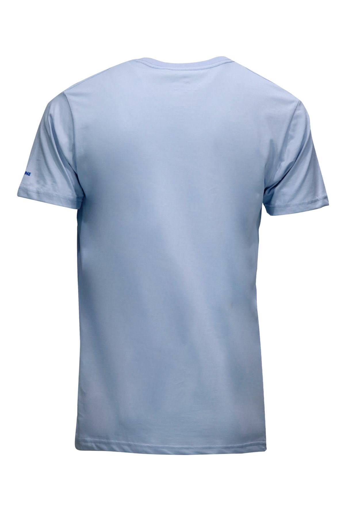 T-ShirtShinzoneErkek Bisiklet Yaka Standart Fit Shinzone Göğüs Baskılı Mavi T-Shirt