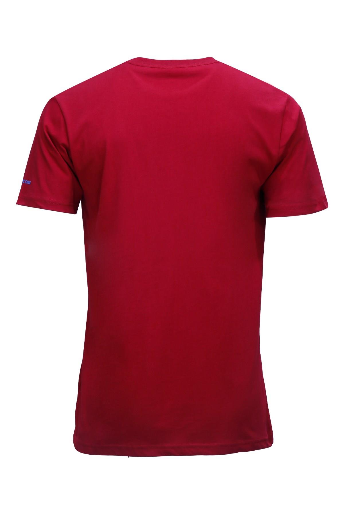 T-ShirtShinzoneErkek Bisiklet Yaka Standart Fit Shinzone Göğüs Baskılı Bordo T-Shirt