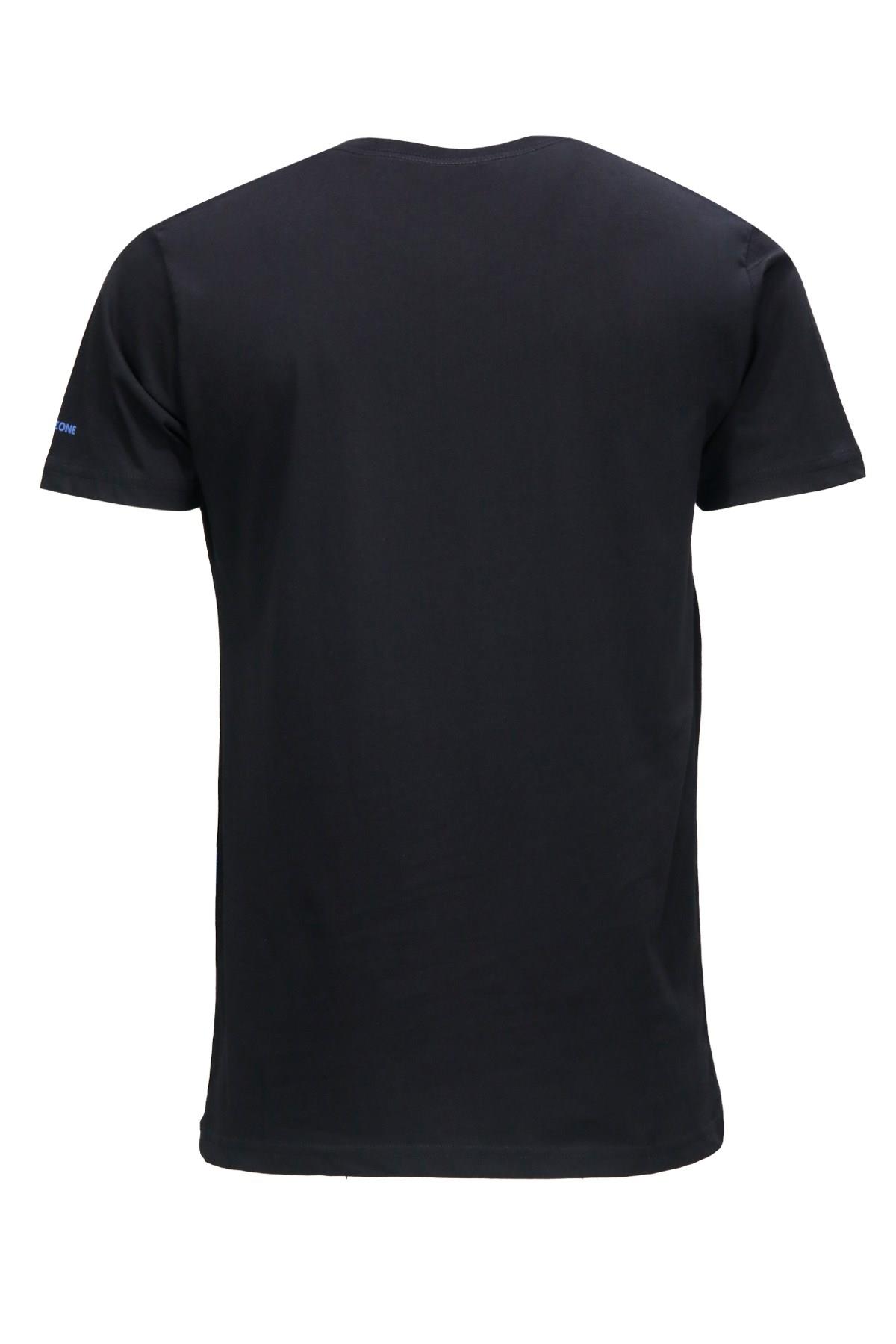 T-ShirtShinzoneErkek Bisiklet Yaka Standart Fit Shinzone Göğüs Baskılı Siyah T-Shirt