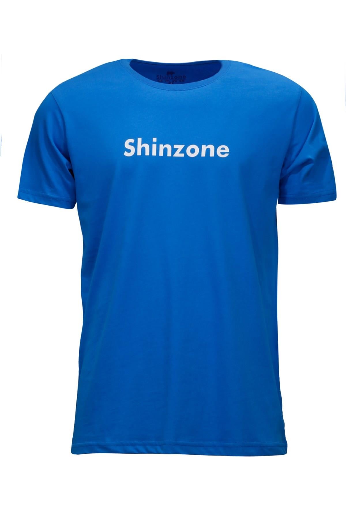 T-ShirtShinzoneErkek Bisiklet Yaka Standart Fit Shinzone Göğüs Baskılı Koyu mavi T-Shirt