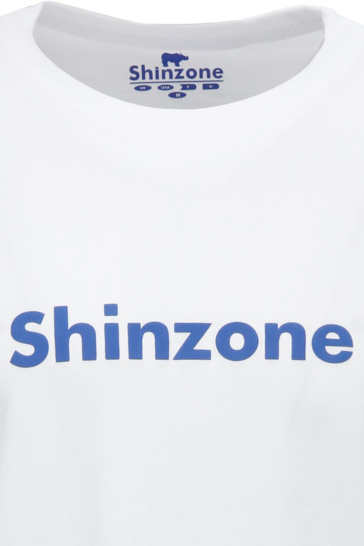 T-ShirtShinzoneErkek Bisiklet Yaka Standart Fit Shinzone Göğüs Baskılı Beyaz T-Shirt