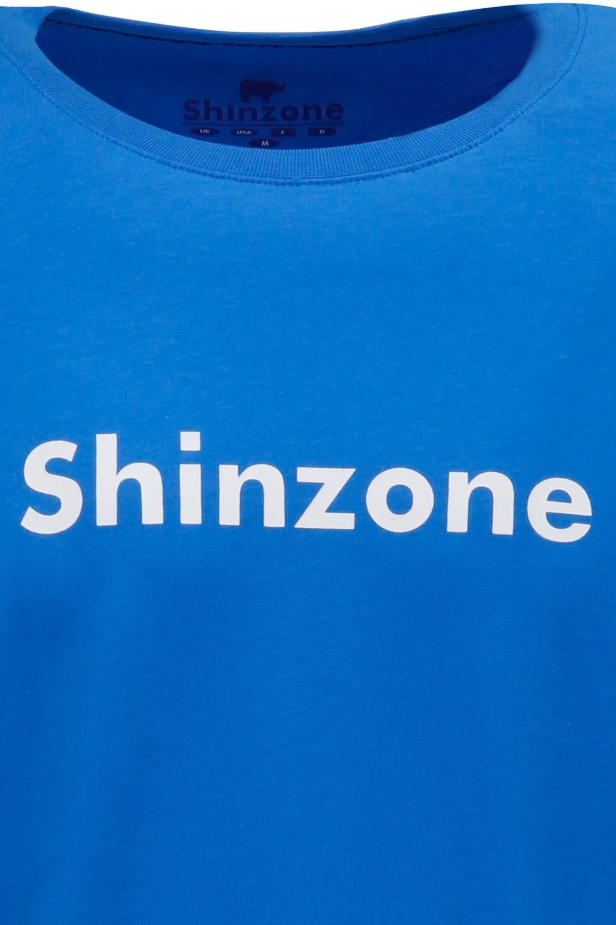 T-ShirtShinzoneErkek Bisiklet Yaka Standart Fit Shinzone Göğüs Baskılı Koyu mavi T-Shirt
