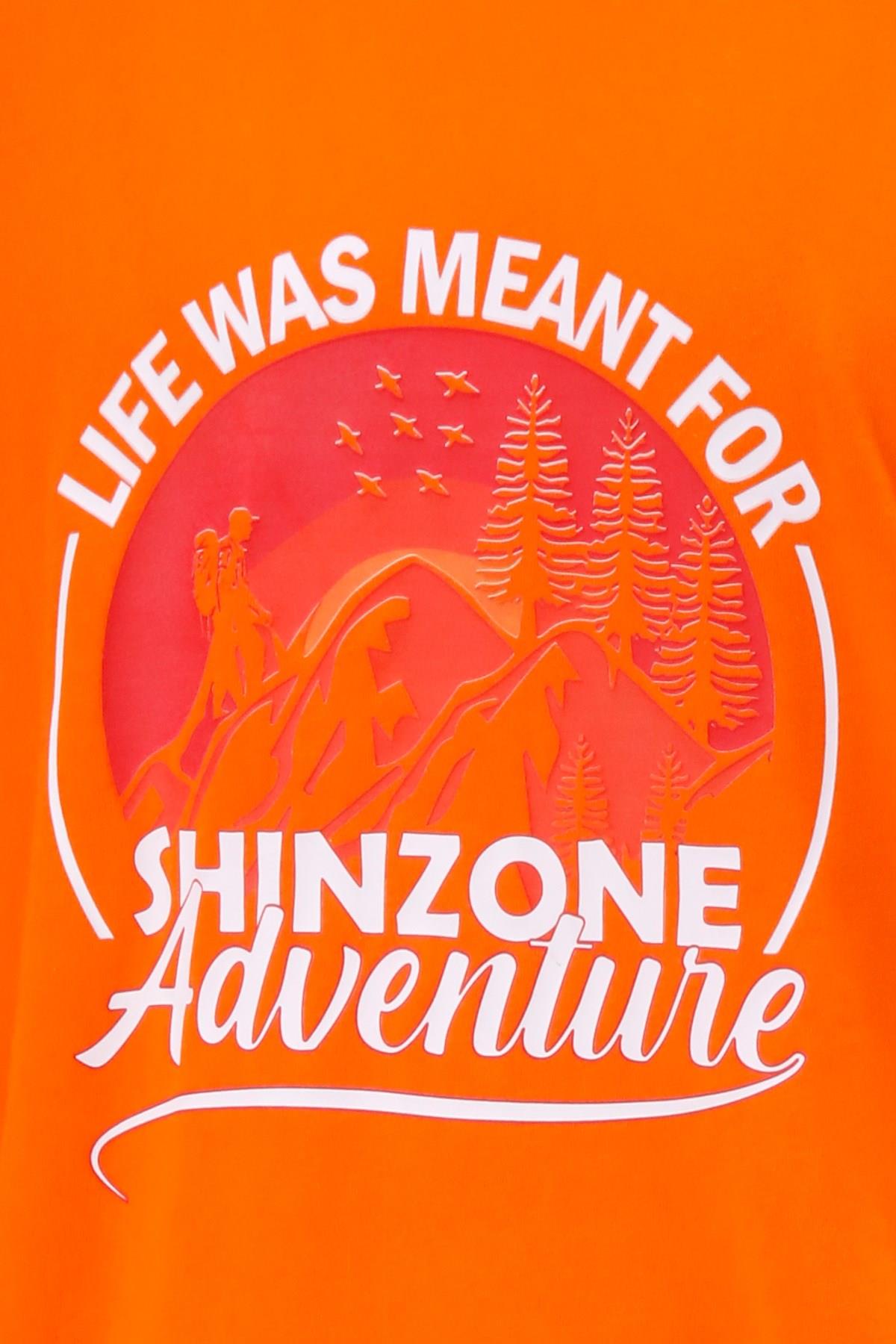 T-ShirtShinzoneErkek Bisiklet Yaka Standart Göğüs Baskılı Turuncu T-Shirt