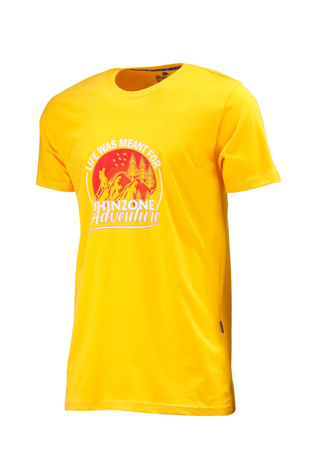 T-ShirtShinzoneErkek Bisiklet Yaka Standart Göğüs Baskılı Sarı T-Shirt