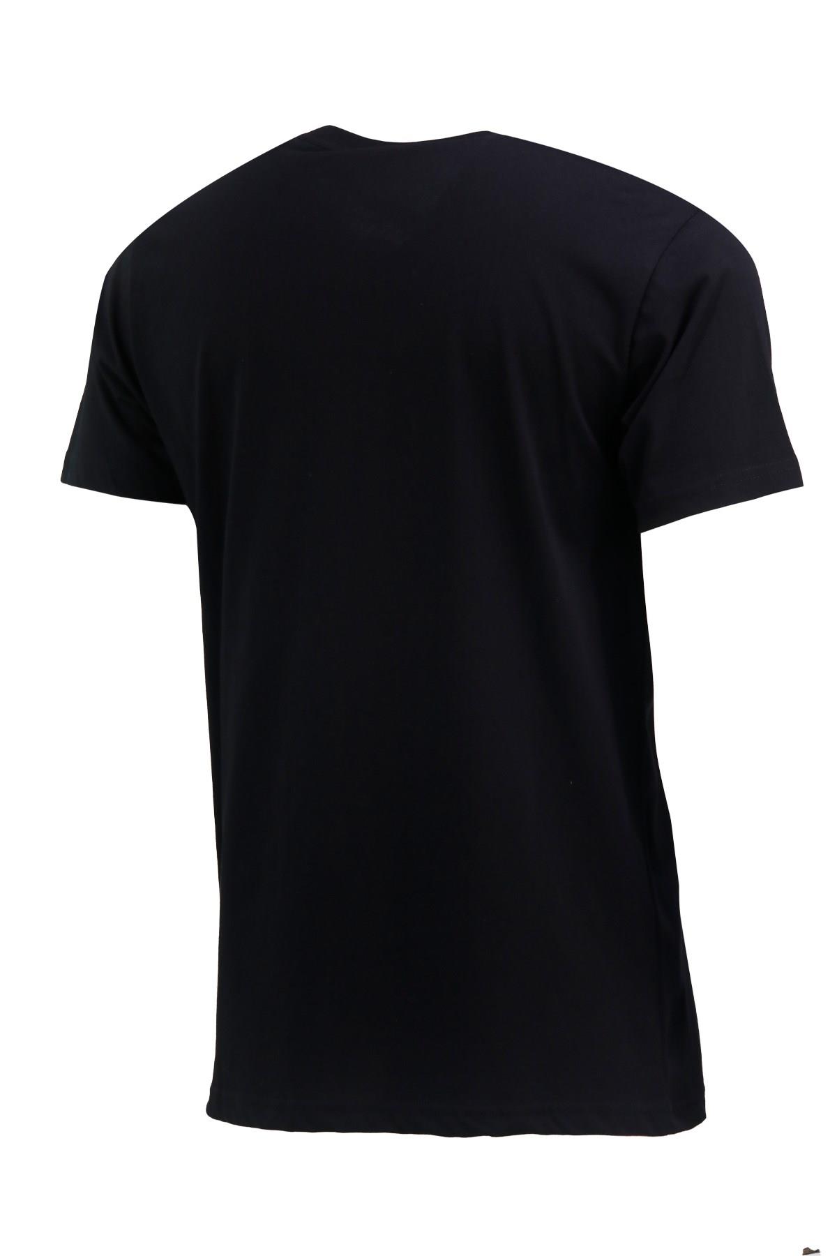 T-ShirtShinzoneErkek Bisiklet Yaka Yazlık Göğüs Baskılı Standart Fit Siyah T-Shirt