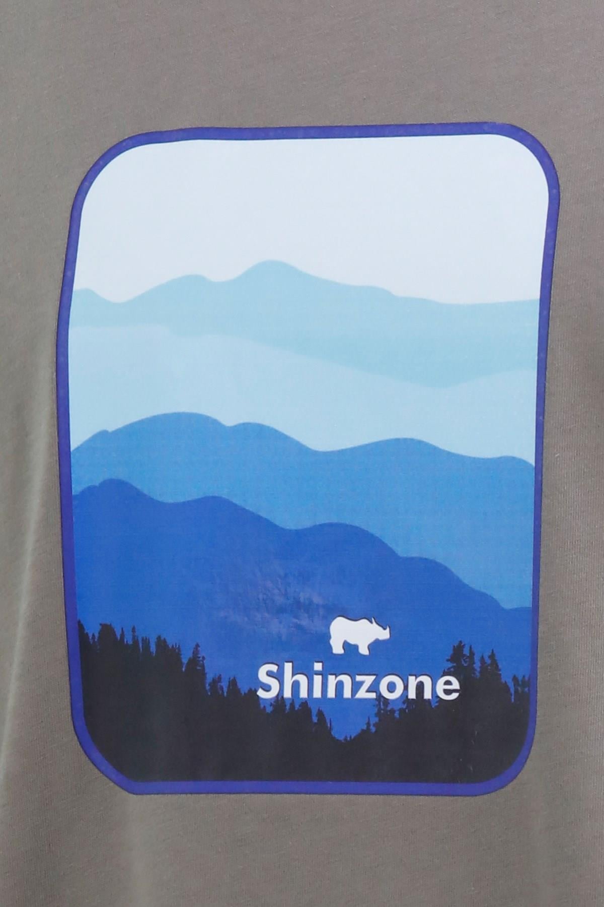 T-ShirtShinzoneErkek Bisiklet Yaka Yazlık Göğüs Baskılı Standart Fit Vizon T-Shirt