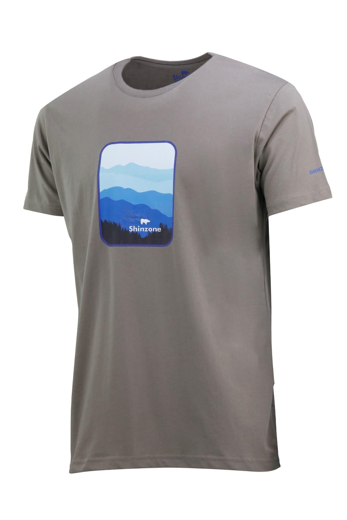 T-ShirtShinzoneErkek Bisiklet Yaka Yazlık Göğüs Baskılı Standart Fit Vizon T-Shirt