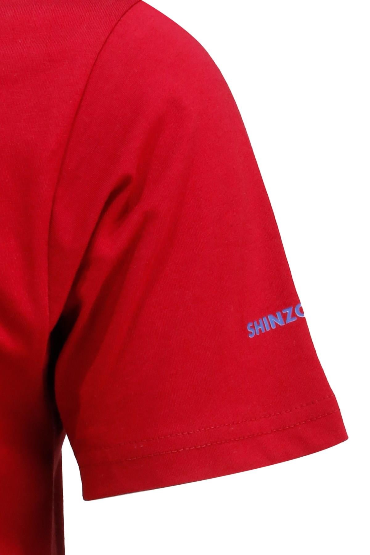 T-ShirtShinzoneErkek Bisiklet Yaka Yazlık Göğüs Baskılı Standart Fit Bordo T-Shirt