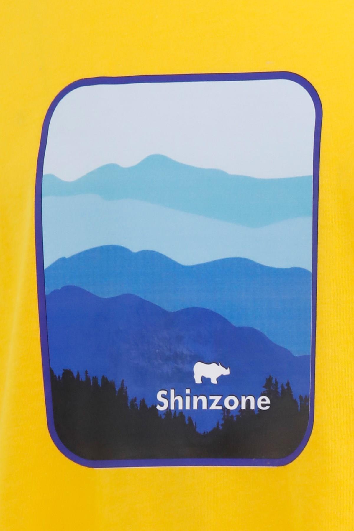 T-ShirtShinzoneErkek Bisiklet Yaka Yazlık Göğüs Baskılı Standart Fit Sarı T-Shirt
