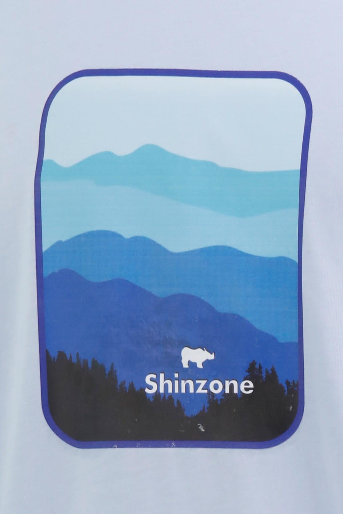 T-ShirtShinzoneErkek Bisiklet Yaka Yazlık Göğüs Baskılı Standart Fit Mavi T-Shirt