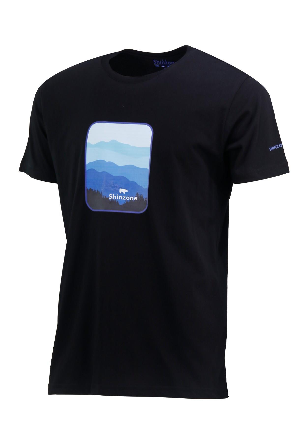 T-ShirtShinzoneErkek Bisiklet Yaka Yazlık Göğüs Baskılı Standart Fit Siyah T-Shirt