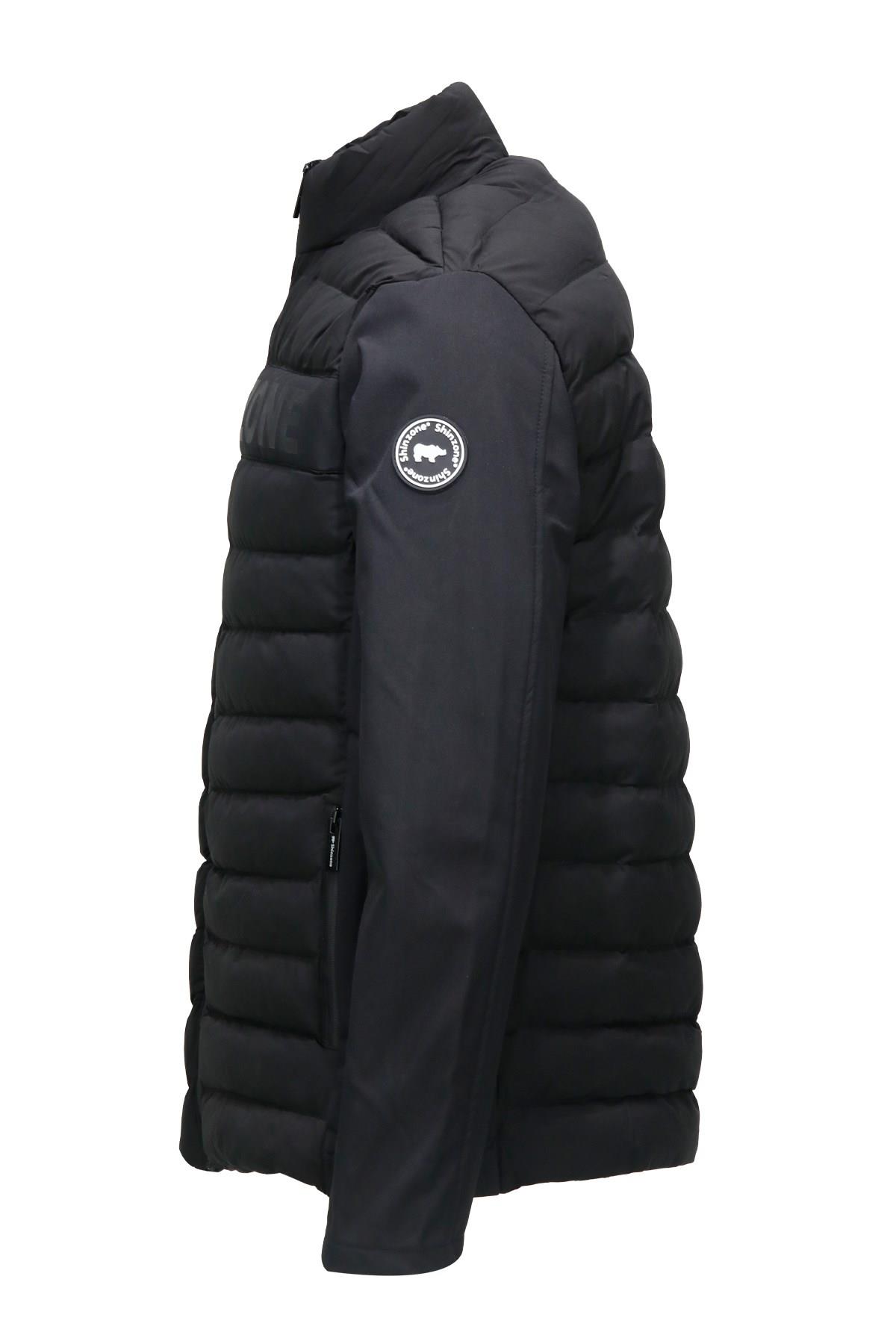 MontShinzoneErkek Dikyaka Göğüs Logolu Softshell Şişme Siyah Mont