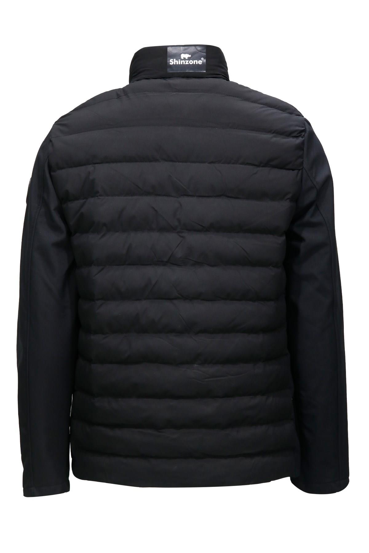 MontShinzoneErkek Dikyaka Göğüs Logolu Softshell Şişme Siyah Mont