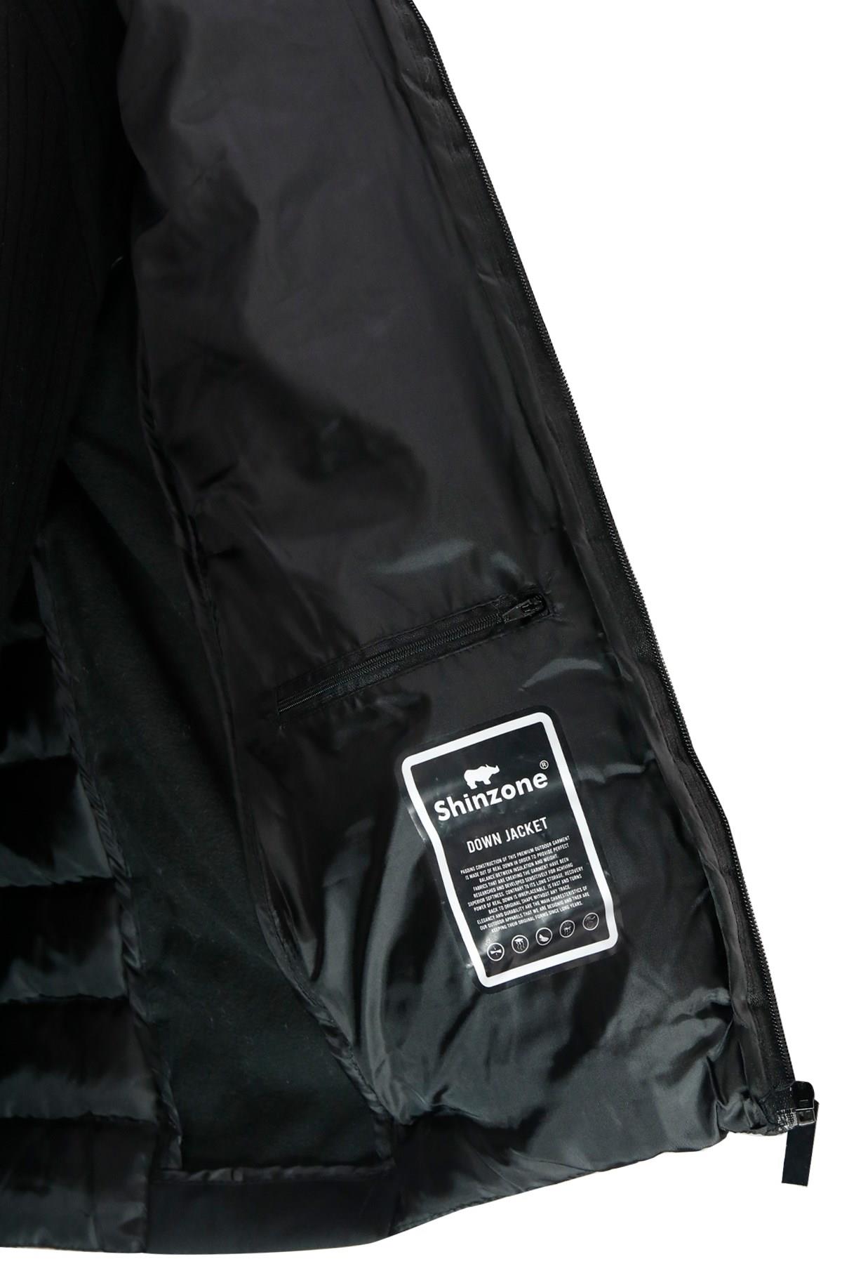 MontShinzoneErkek Dikyaka Göğüs Logolu Softshell Şişme Siyah Mont