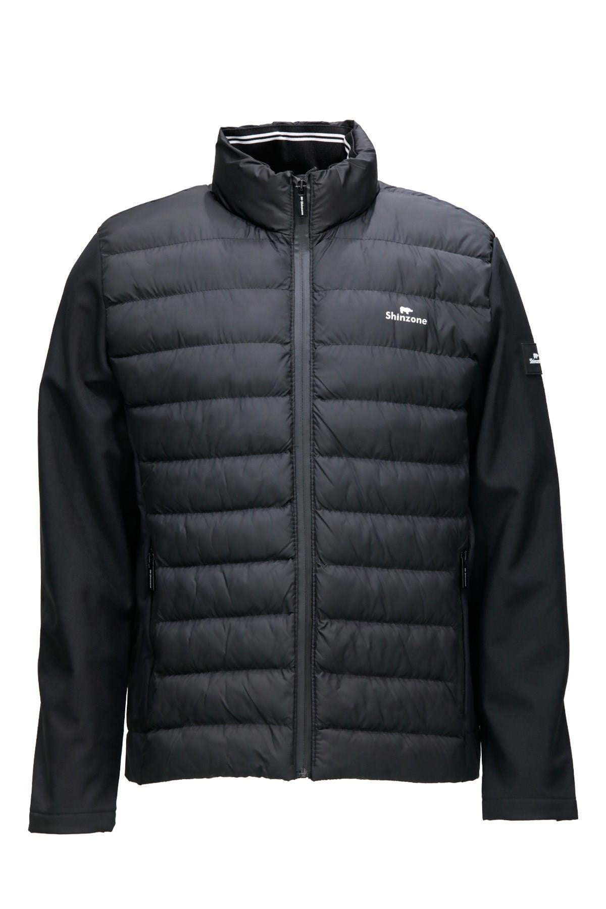 MontShinzoneErkek Dikyaka Kolu Softshell Şişme Siyah Mont