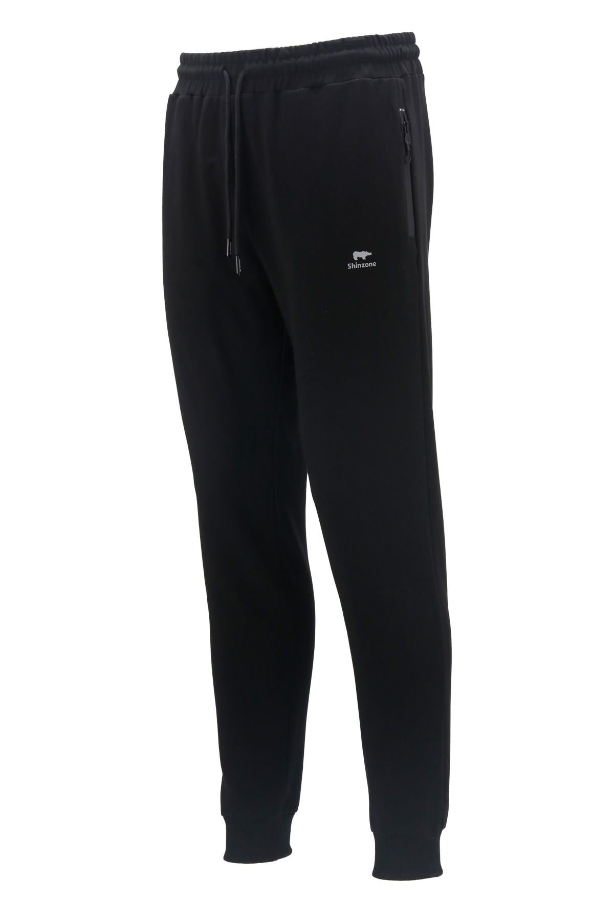 Eşofman AltıShinzoneErkek Düz Paça Mevsimlik Lastikli Siyah Eşofman Altı