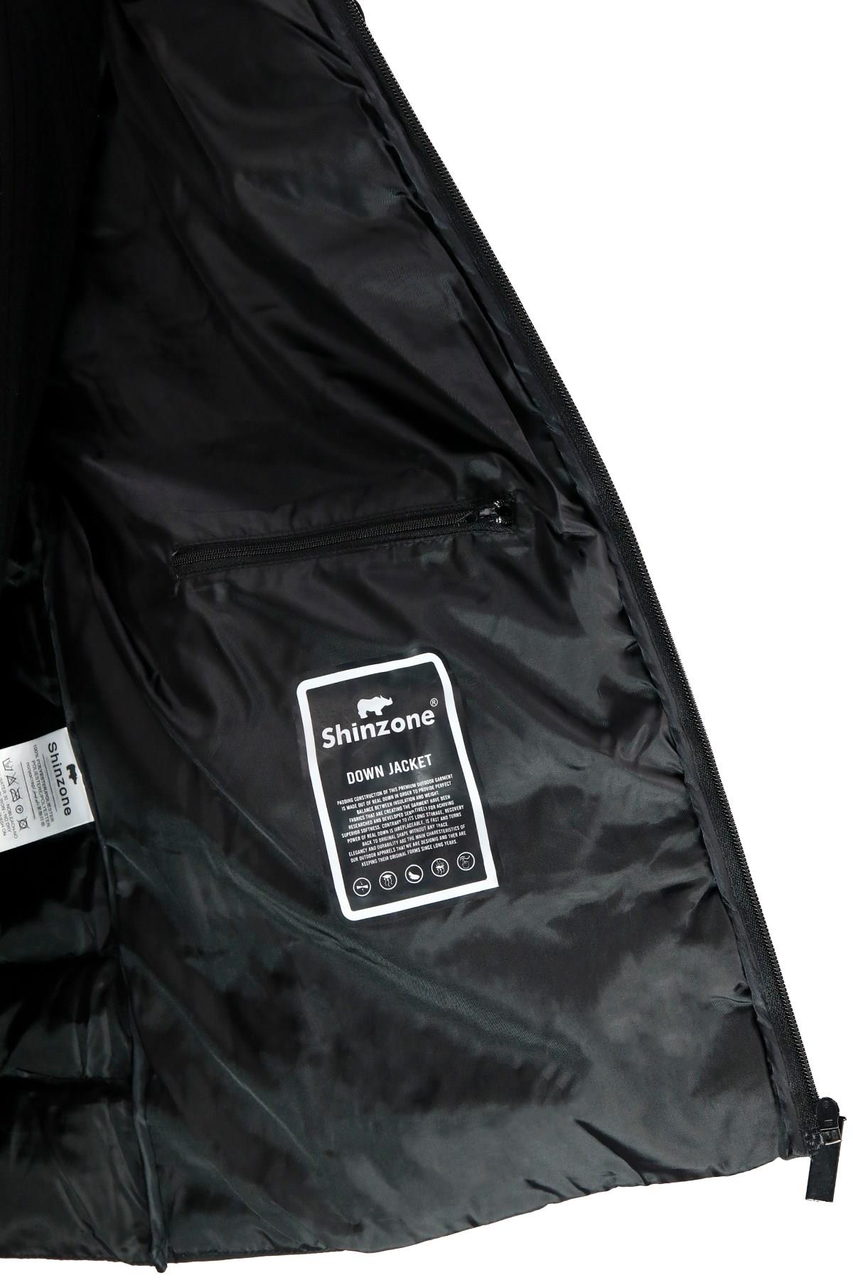 MontShinzoneErkek Kapüşonlu Göğüs Cepli Şişme Siyah Mont