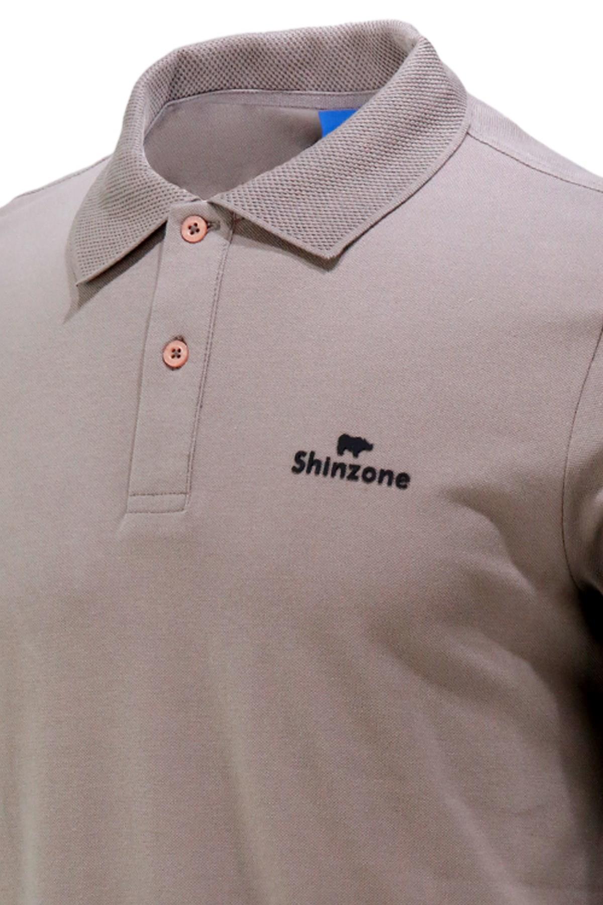 Polo Yaka T-ShirtShinzoneErkek Polo Yaka Yumuşak Dokulu, Kol Bantlı Vizon T-Shirt