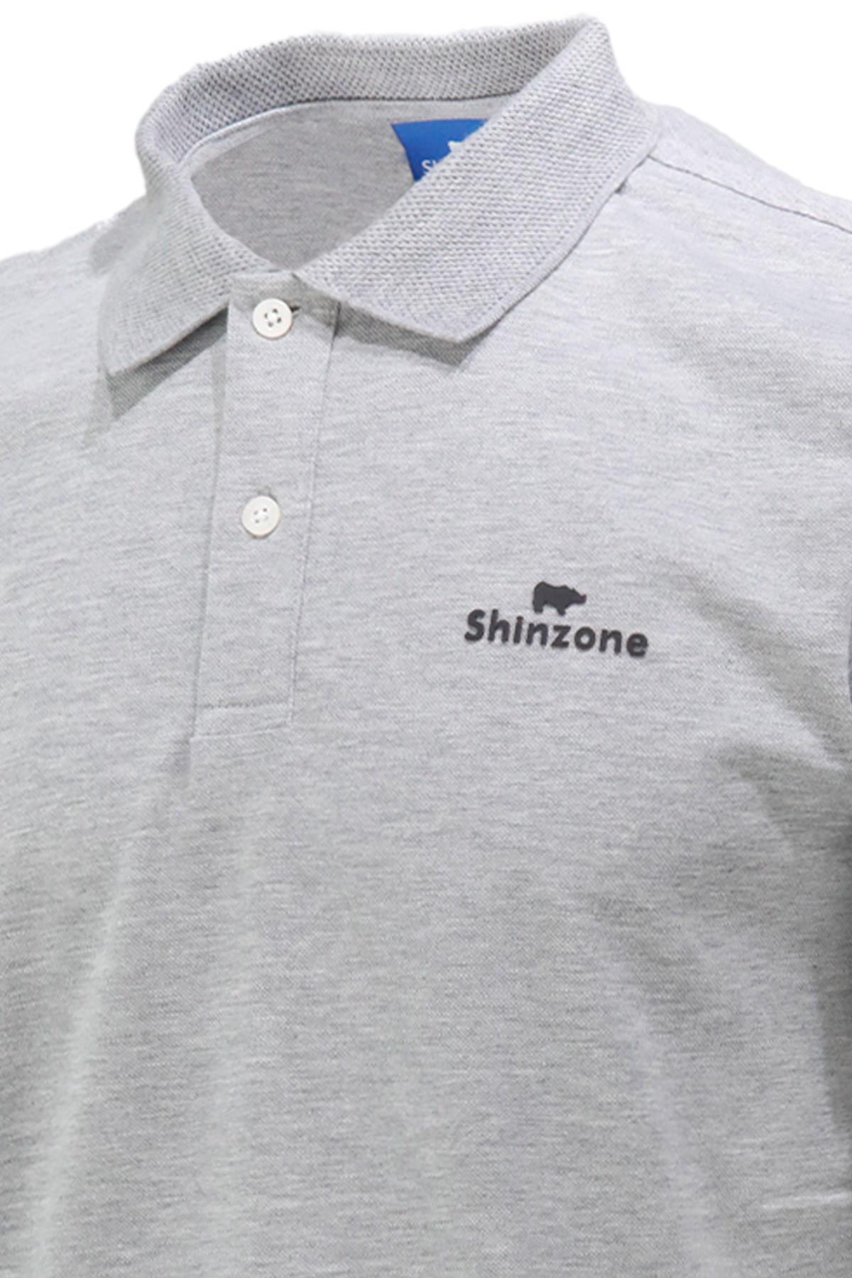 Polo Yaka T-ShirtShinzoneErkek Polo Yaka Yumuşak Dokulu, Kol Bantlı Gri T-Shirt
